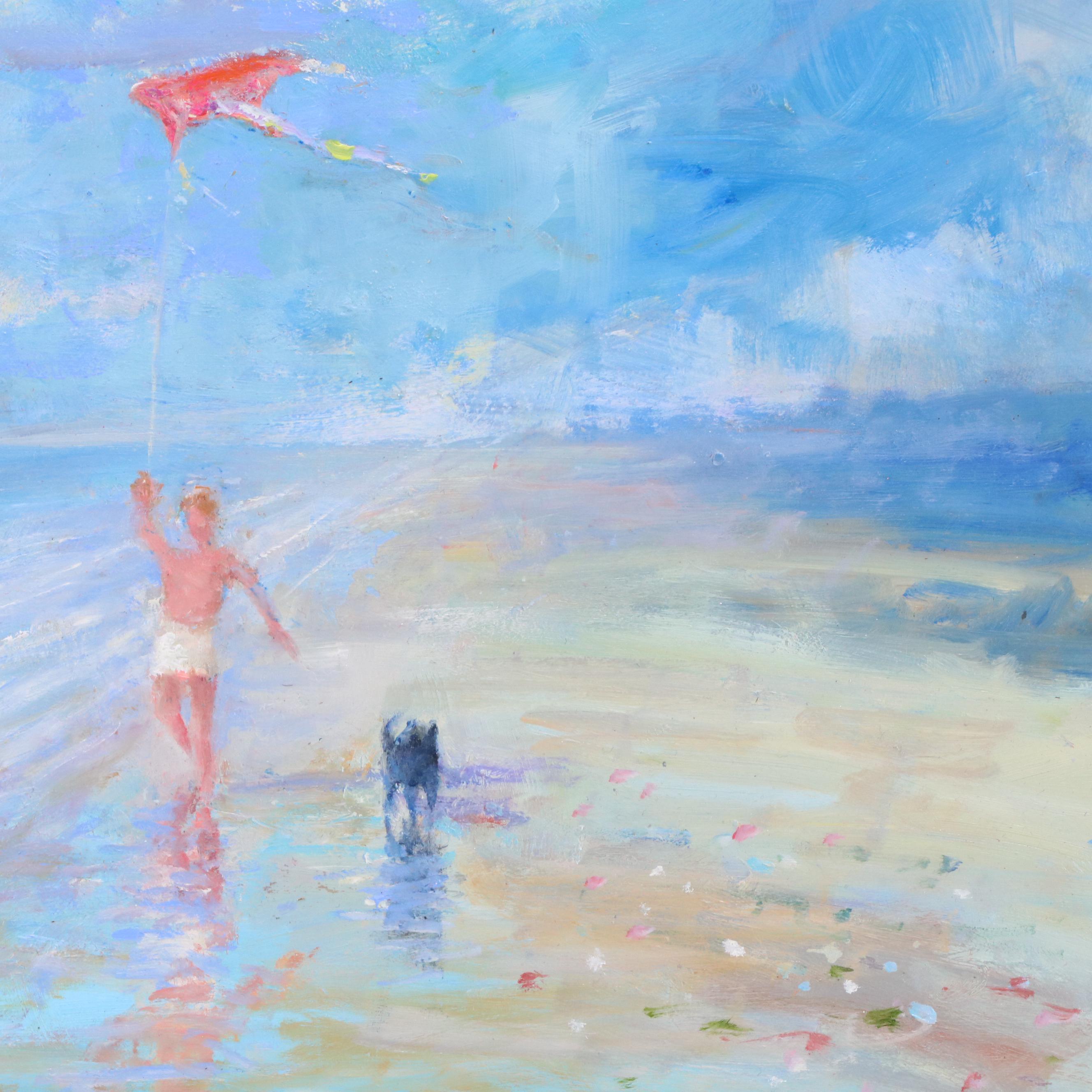 Nino Pippa Seascape Oil Painting "The Kite," 2022