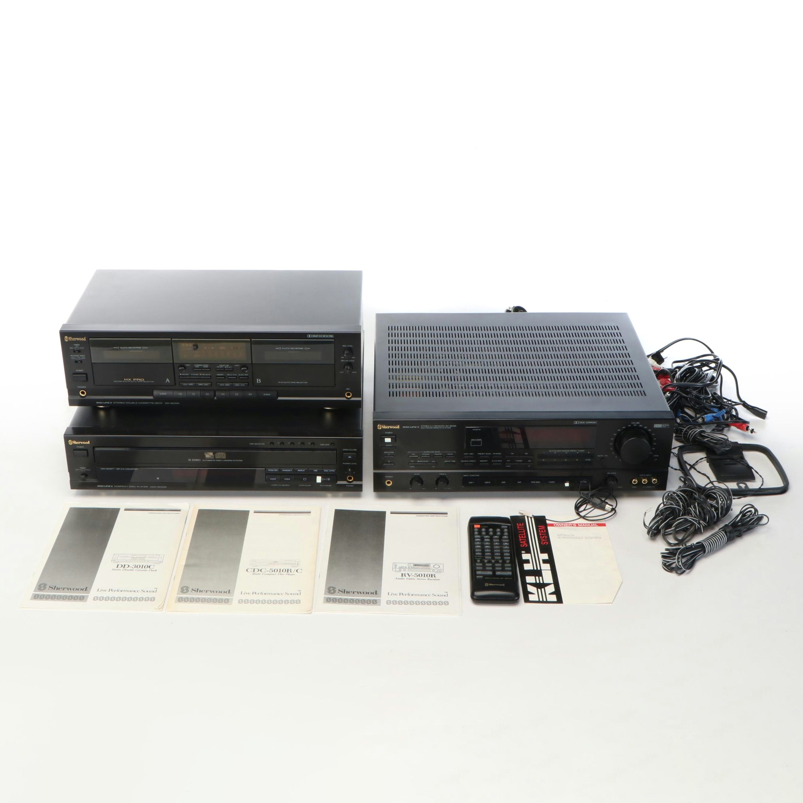 Sherwood Digi-Line II Double Cassette Deck, Multi CD Player, and Stereo Receiver