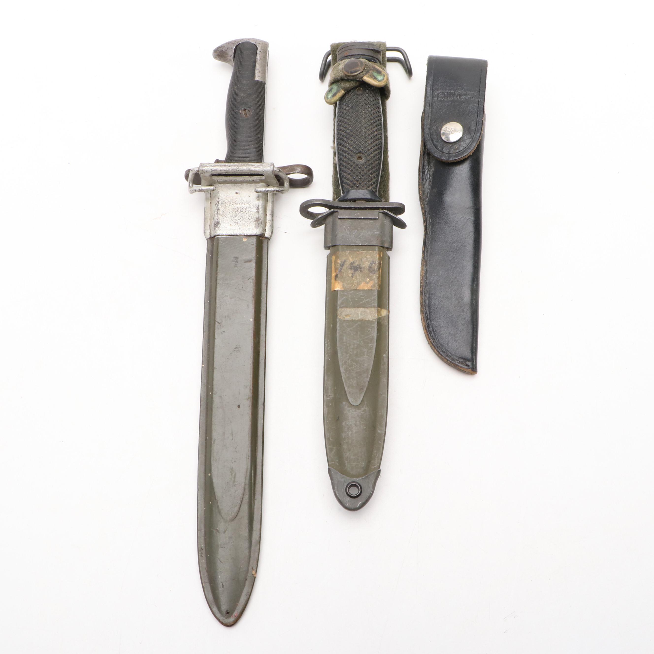 World War II Era U.S. 1943 M1 Garand with M8A1 Bayonets and Fixed Blade Knife