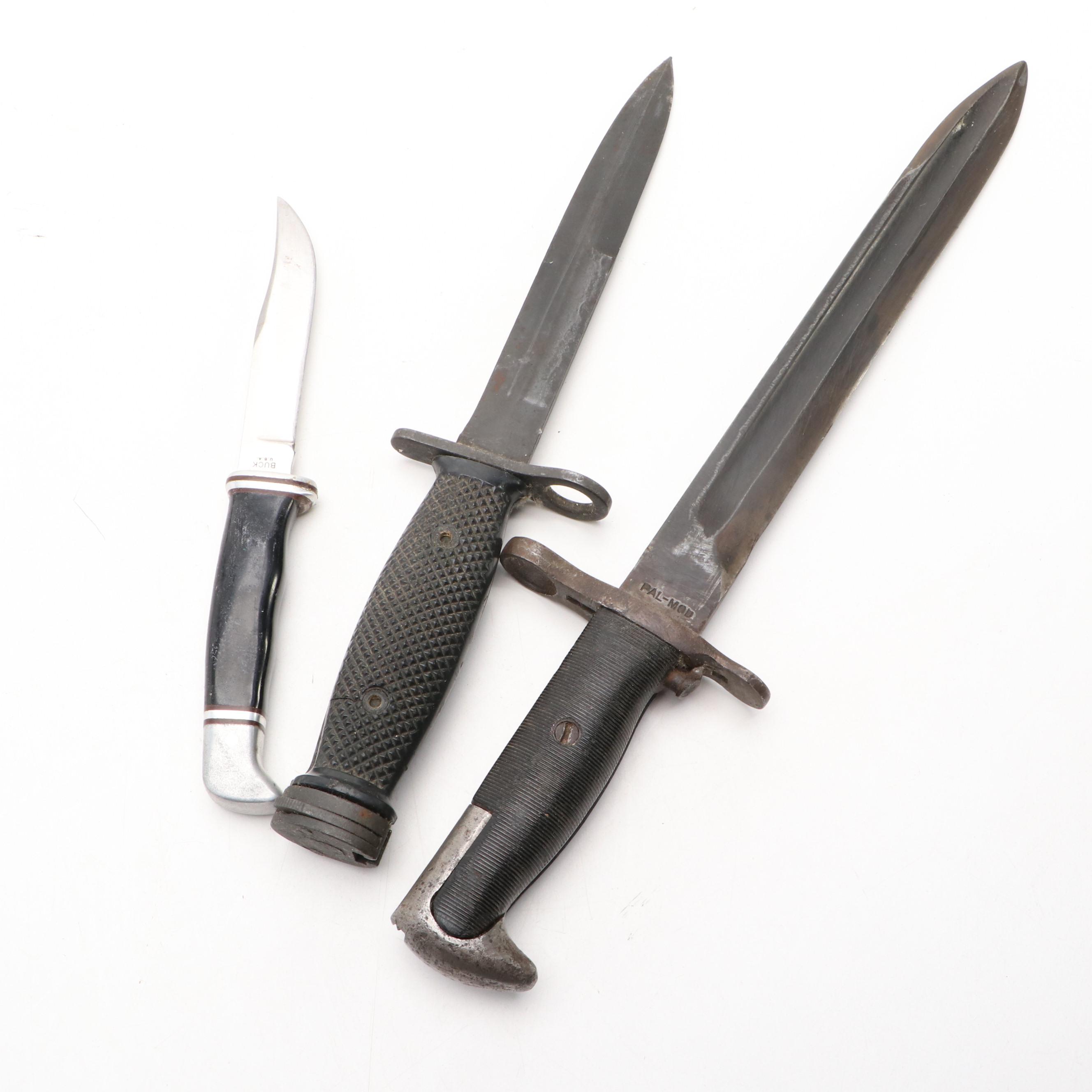 World War II Era U.S. 1943 M1 Garand with M8A1 Bayonets and Fixed Blade Knife