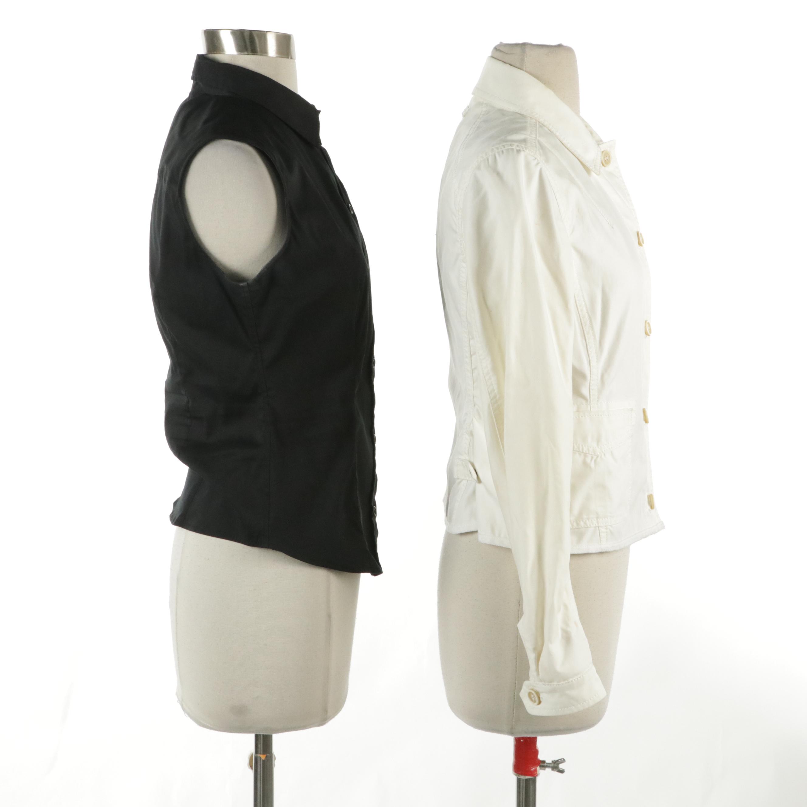 Prada White Button-Front Jacket and Sleeveless Button-Down Top