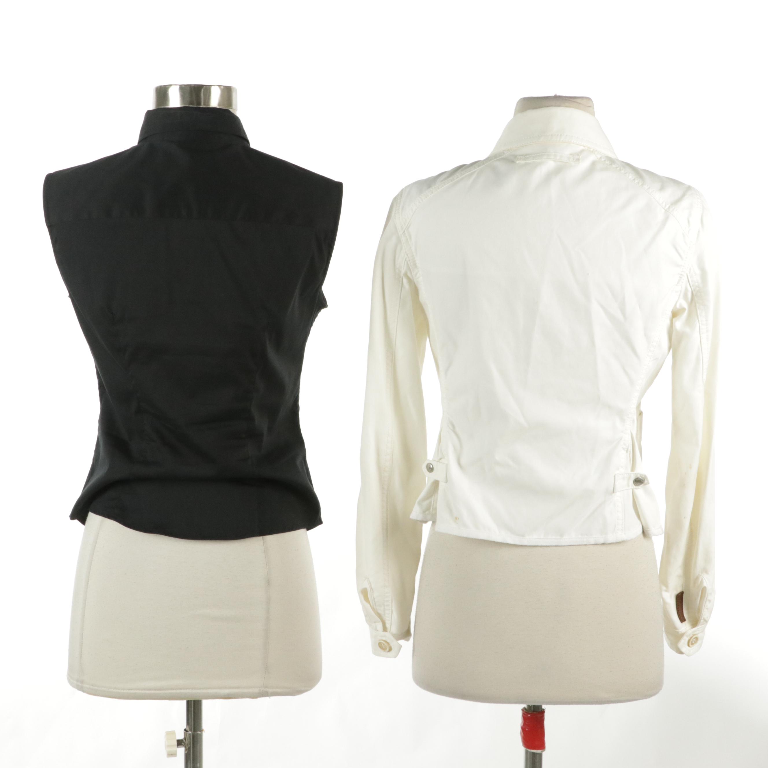 Prada White Button-Front Jacket and Sleeveless Button-Down Top