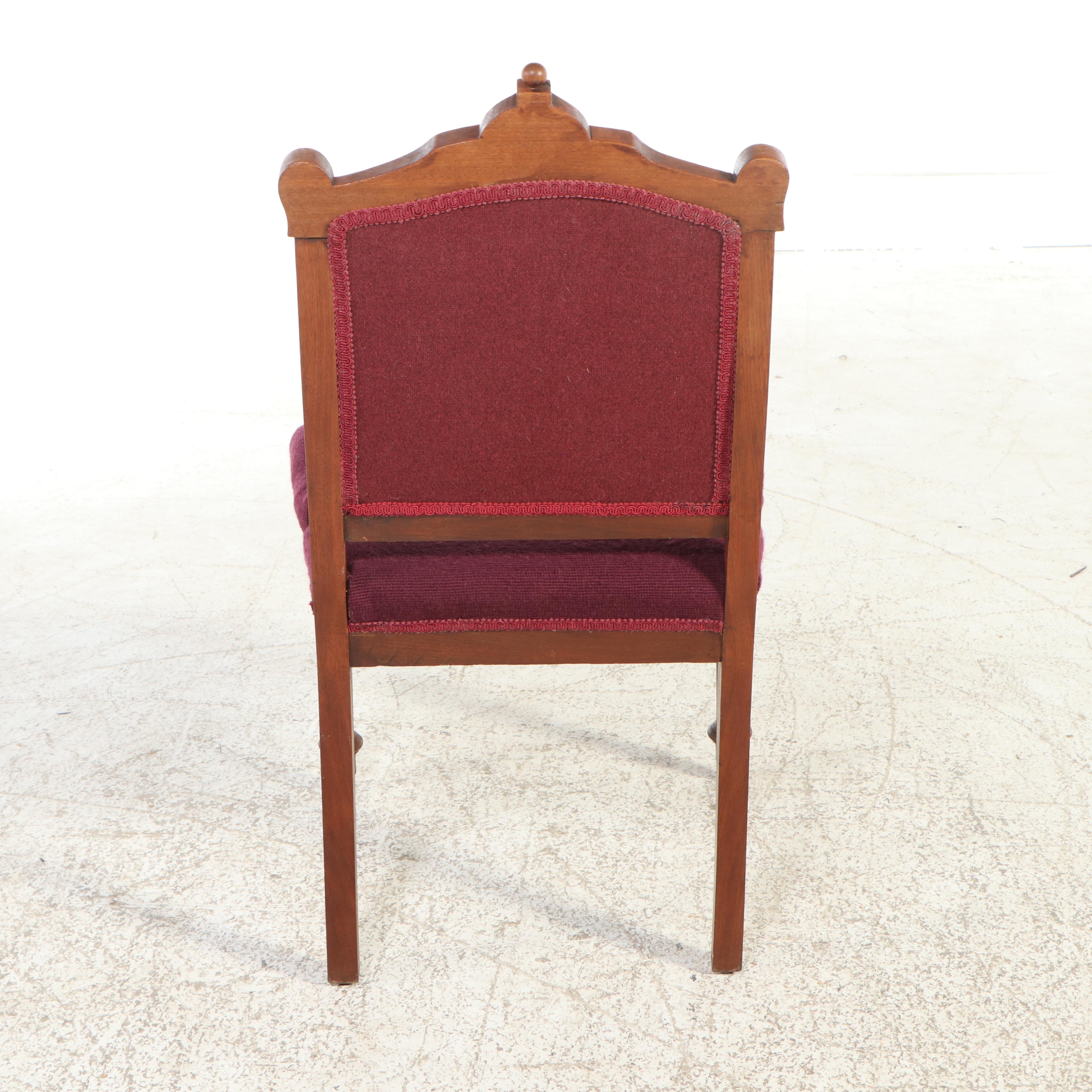 Victorian Eastlake Style Walnut and Burl Wood Side Chair, 19th Century