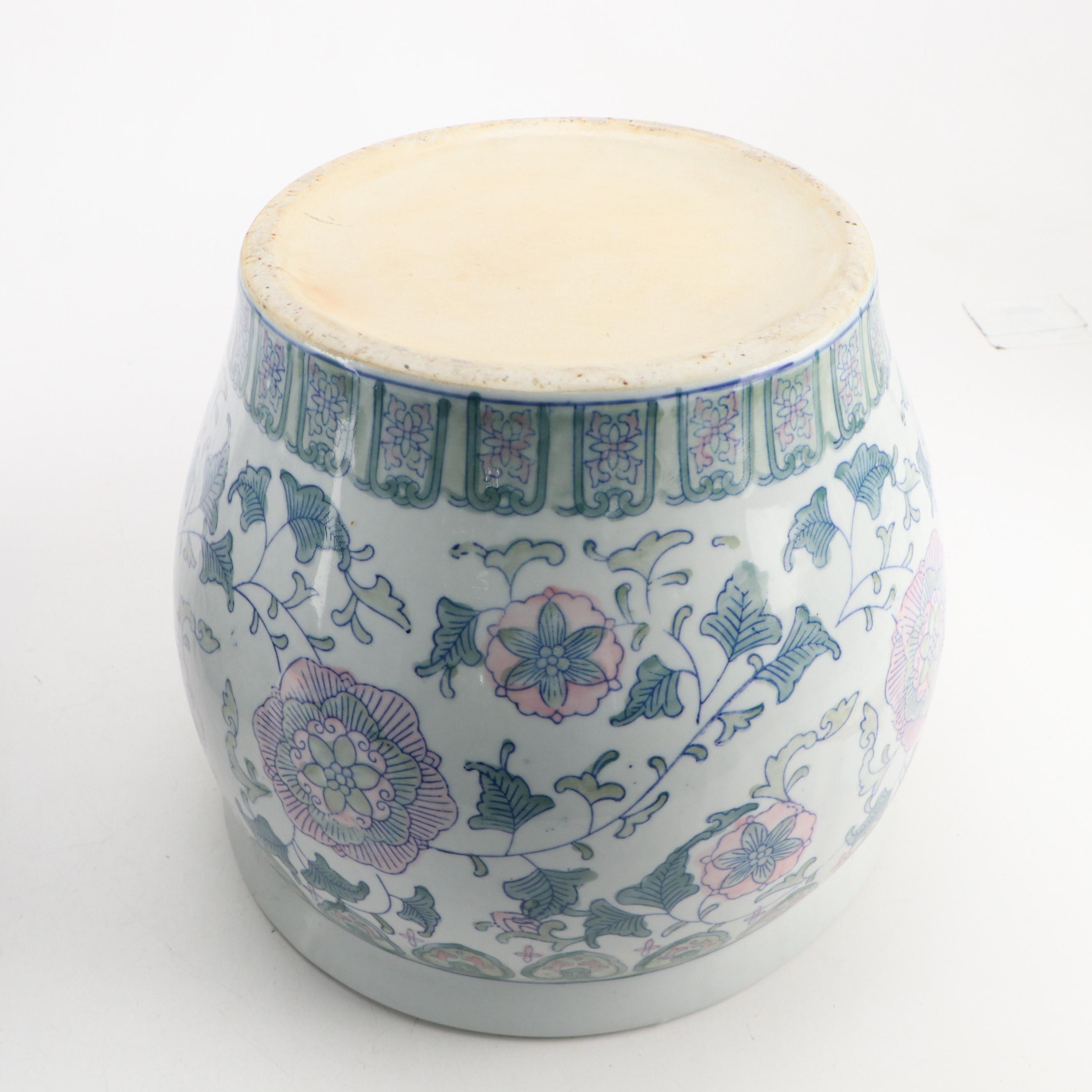 Pair of Chinese Porcelain Fishbowl Planters