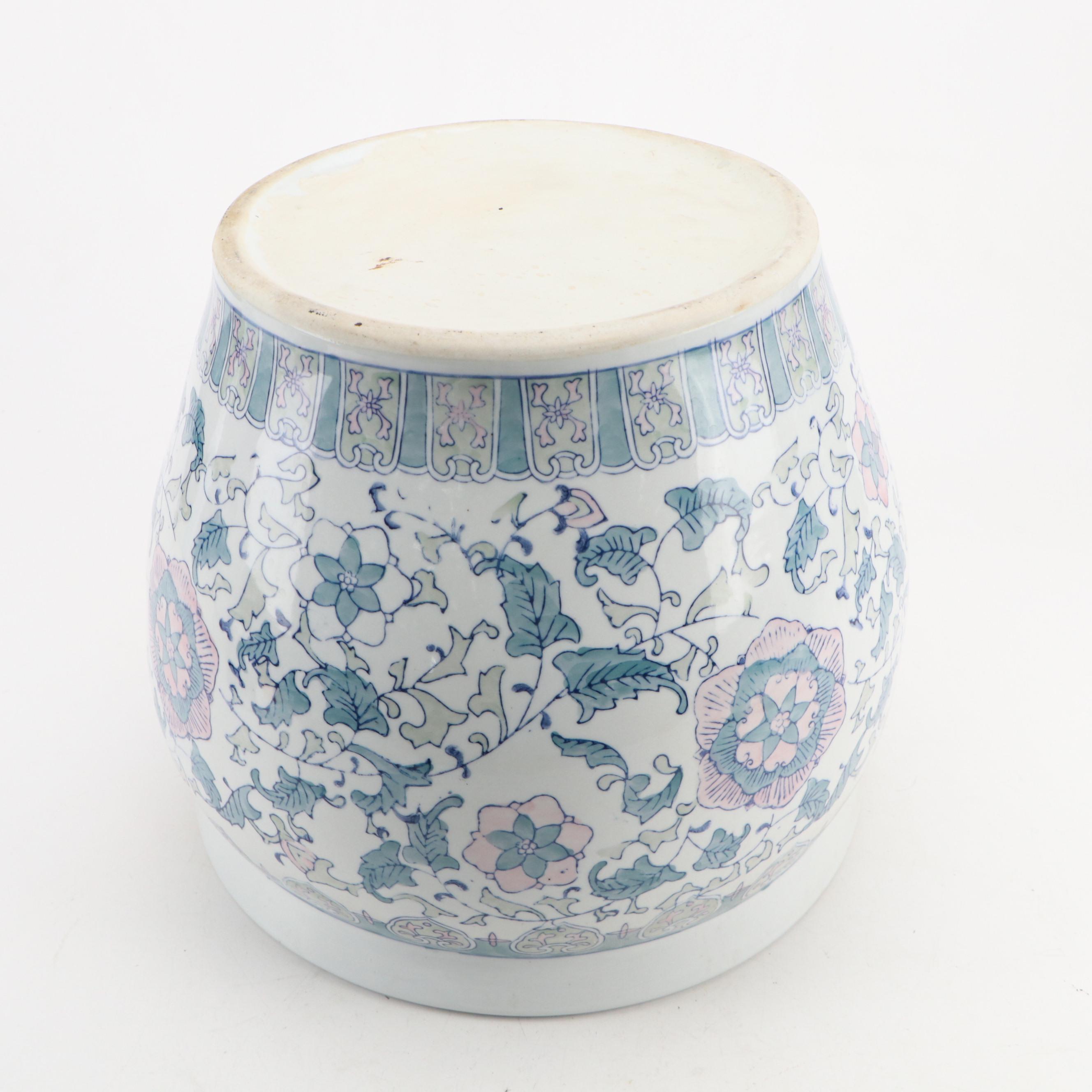 Pair of Chinese Porcelain Fishbowl Planters