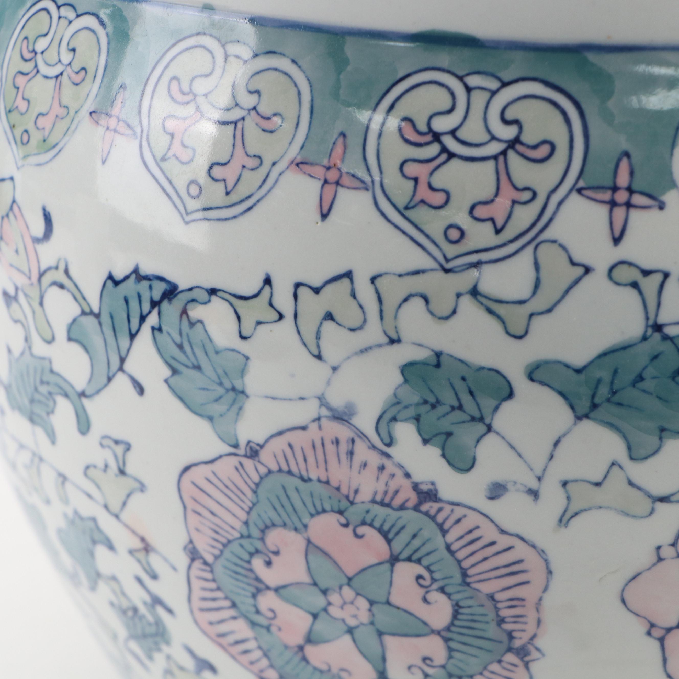 Pair of Chinese Porcelain Fishbowl Planters