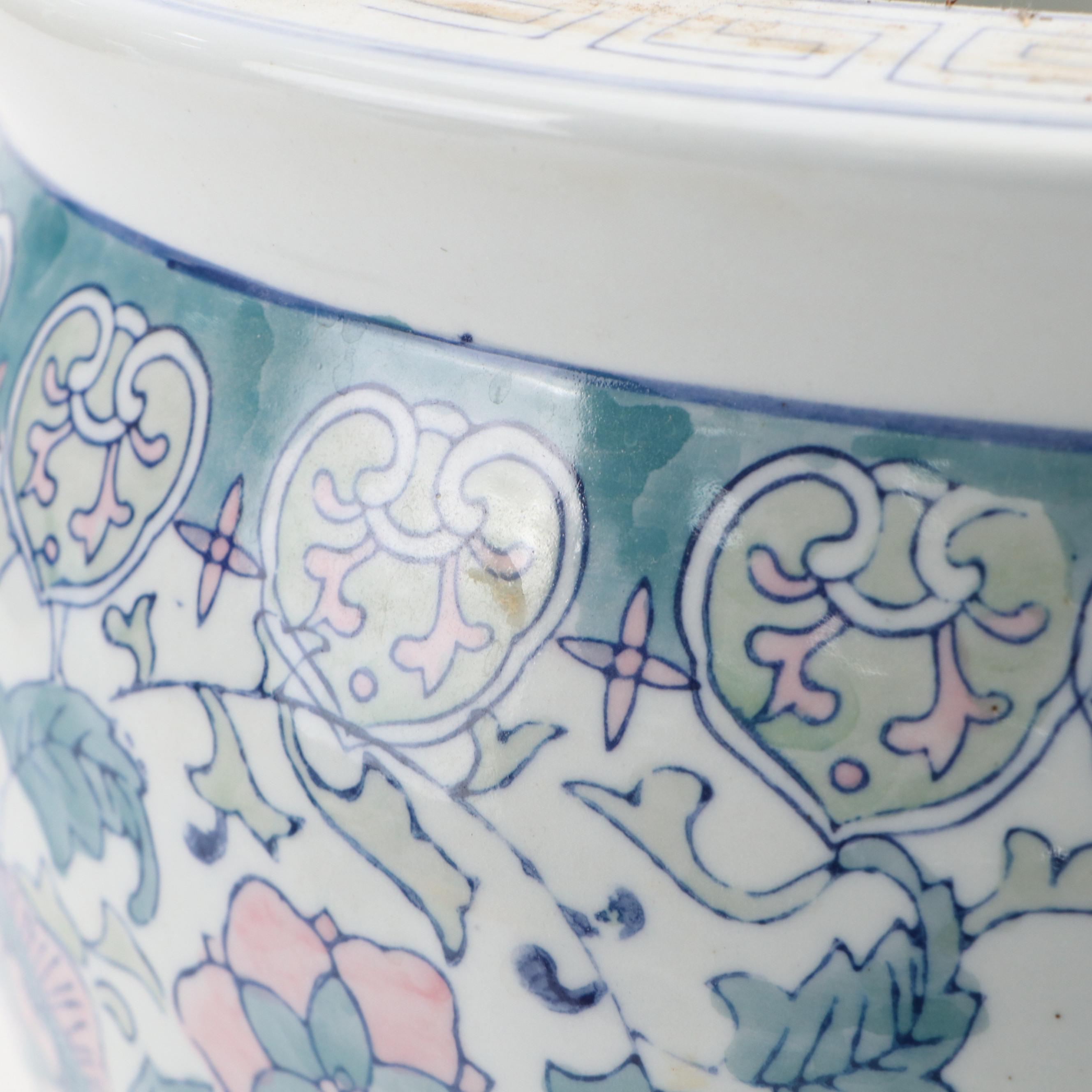 Pair of Chinese Porcelain Fishbowl Planters