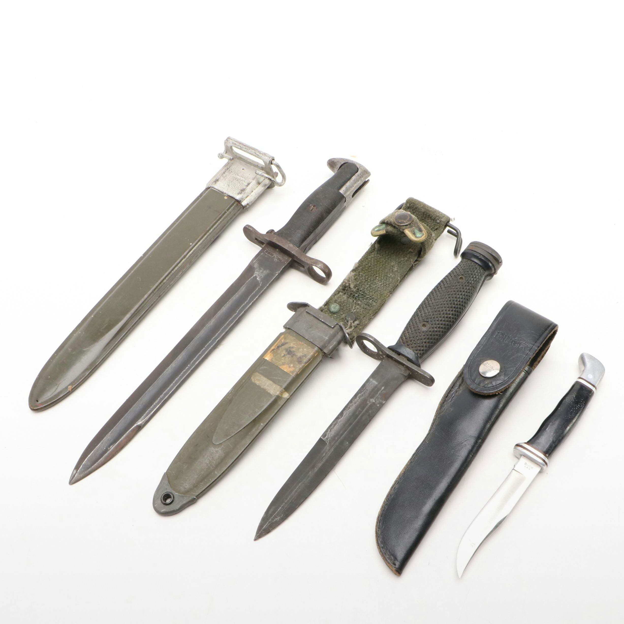World War II Era U.S. 1943 M1 Garand with M8A1 Bayonets and Fixed Blade Knife