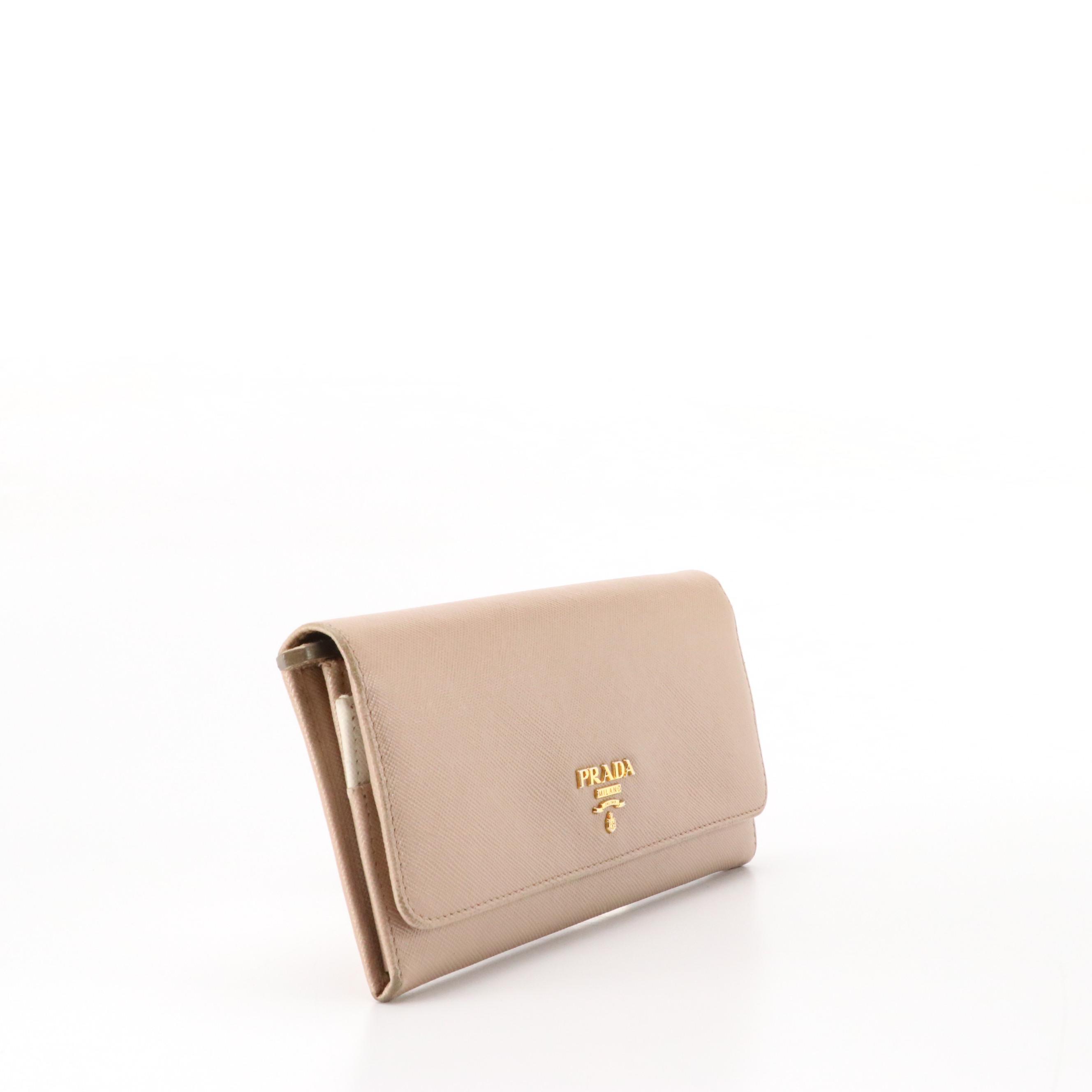 Prada Long Wallet in Saffino Leather with Box