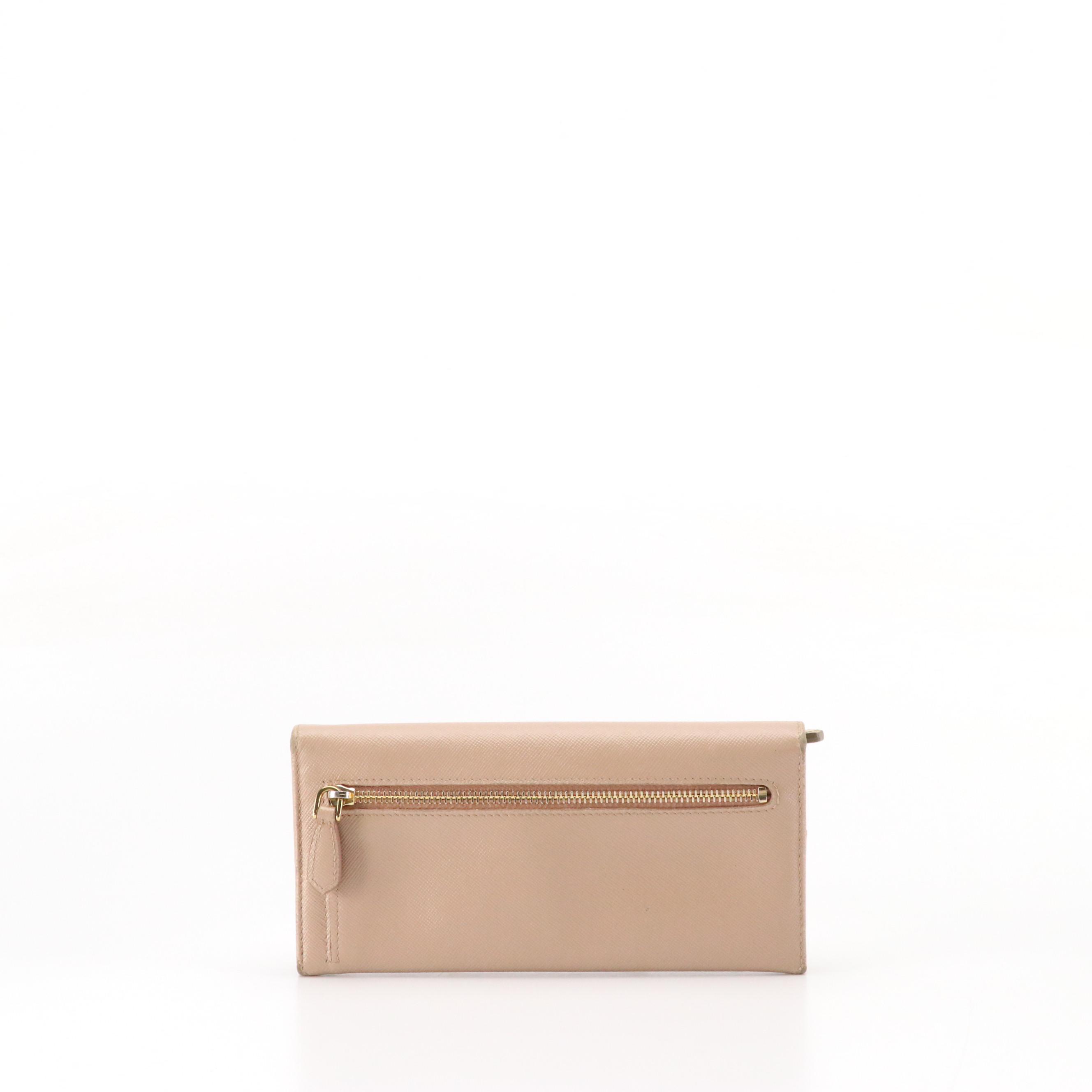 Prada Long Wallet in Saffino Leather with Box