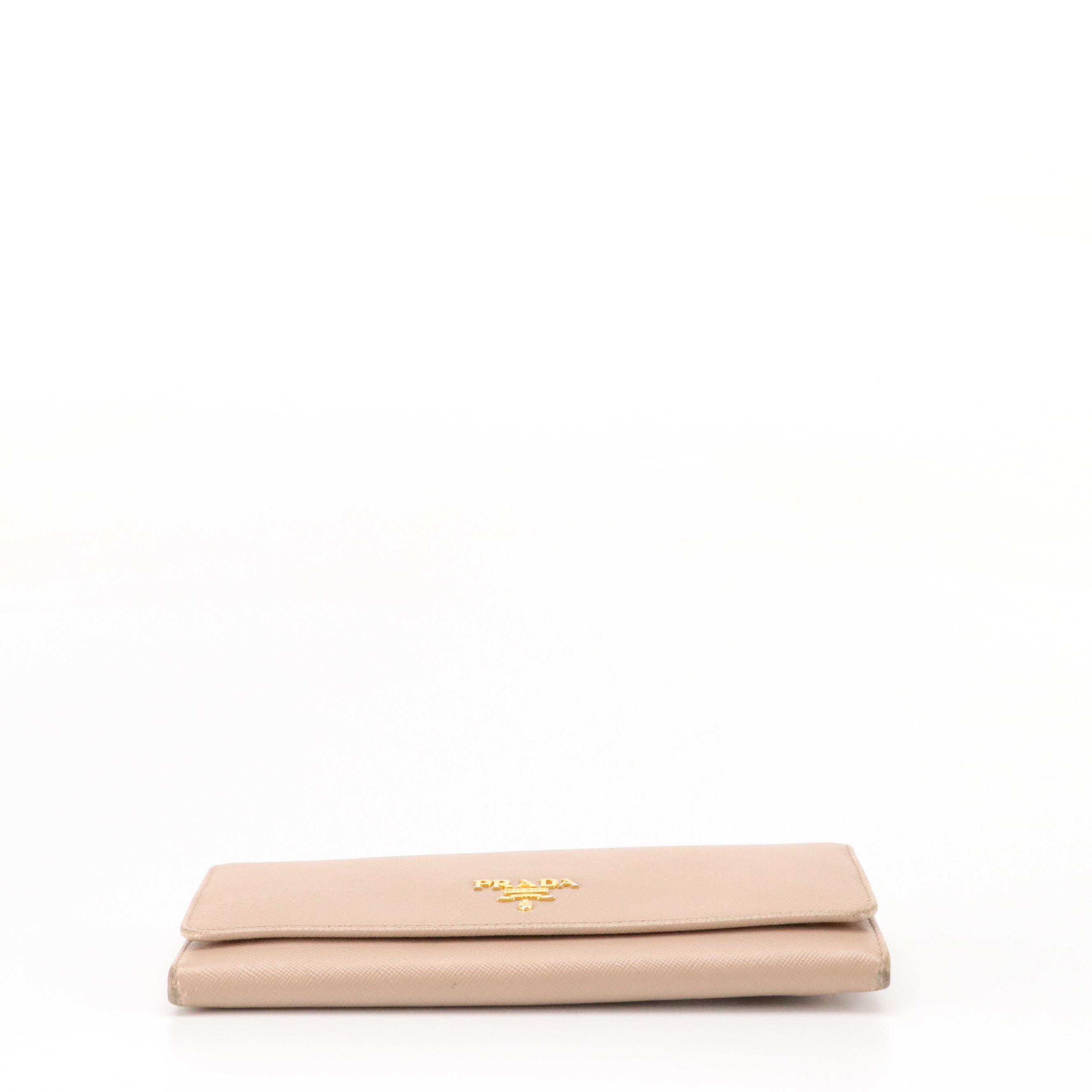 Prada Long Wallet in Saffino Leather with Box