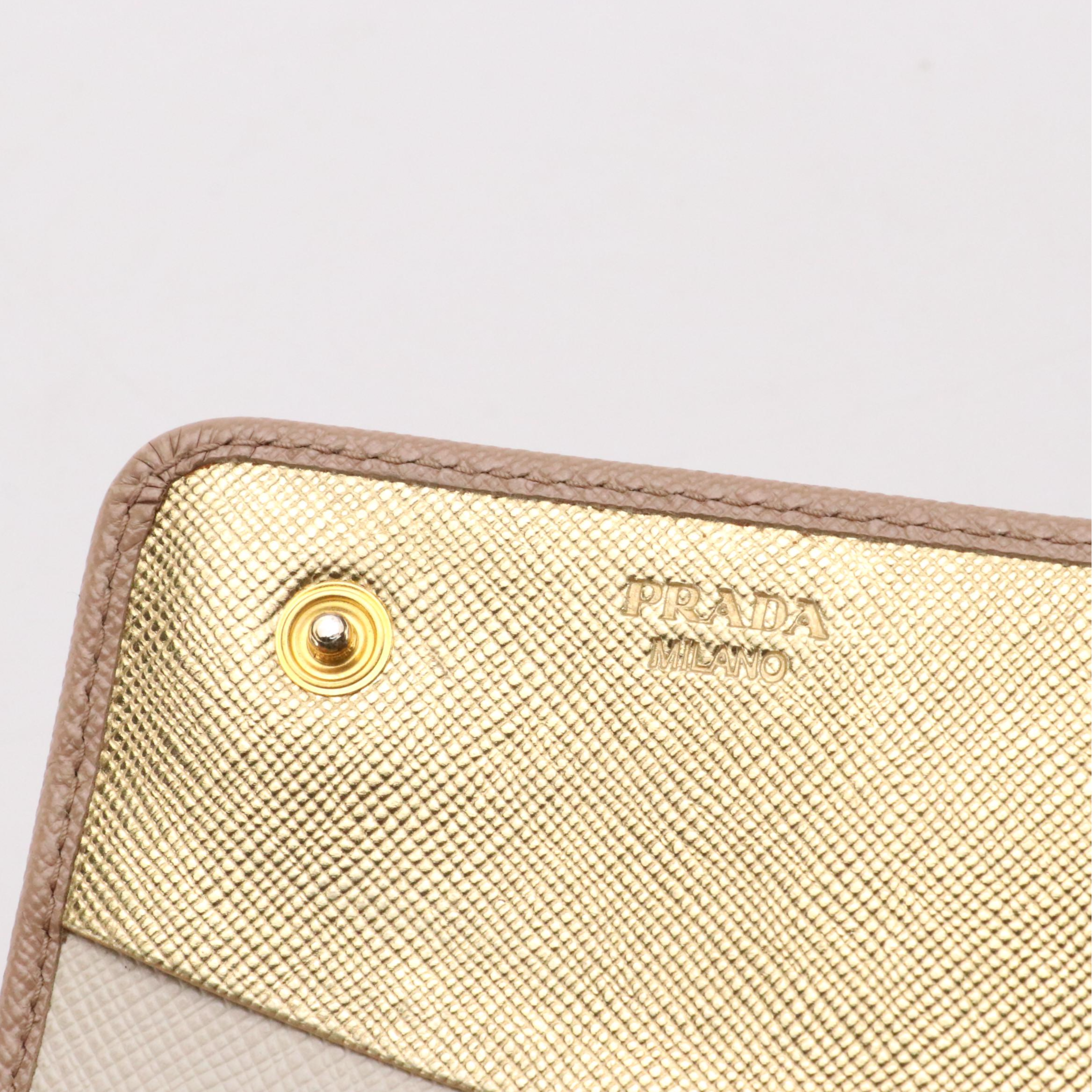 Prada Long Wallet in Saffino Leather with Box