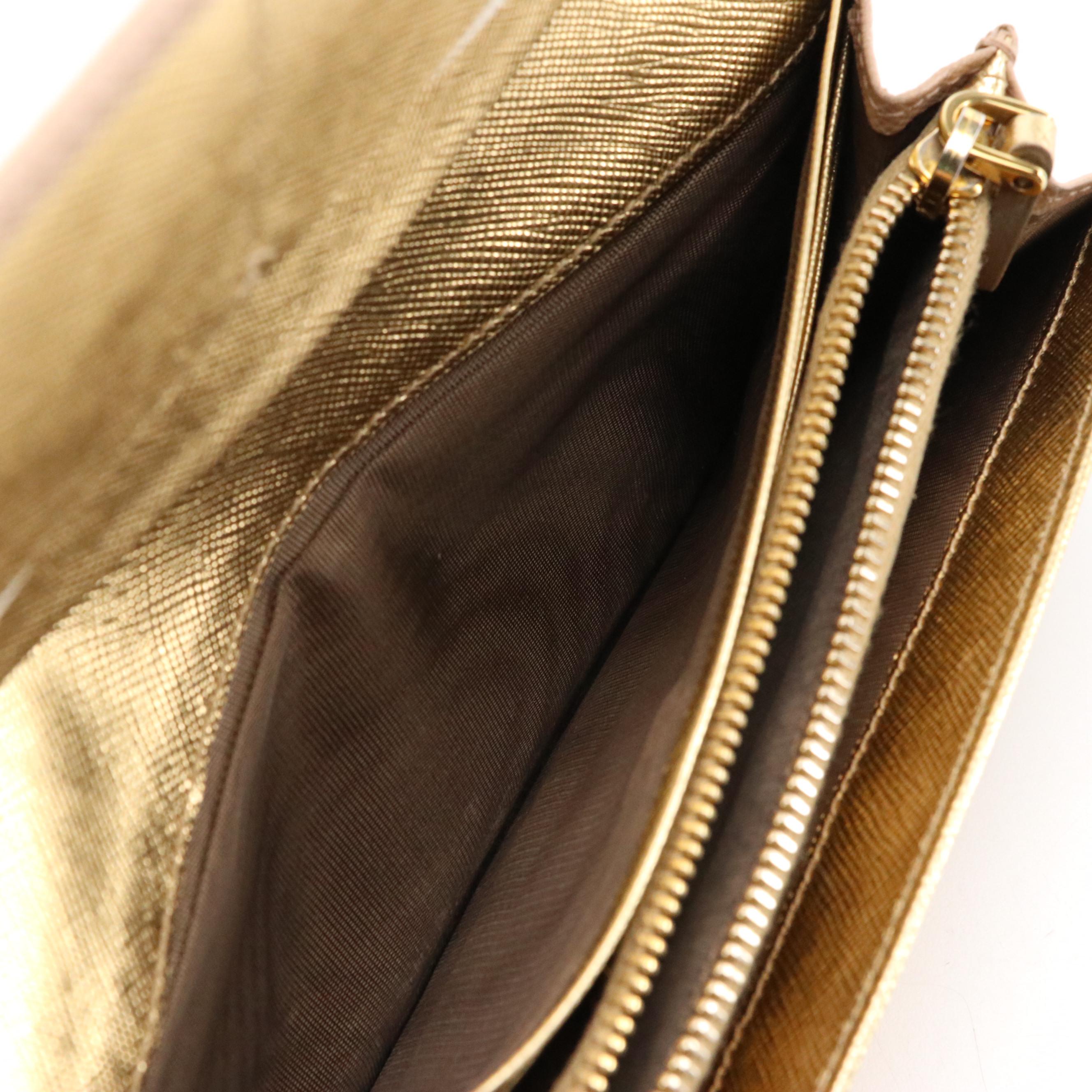 Prada Long Wallet in Saffino Leather with Box