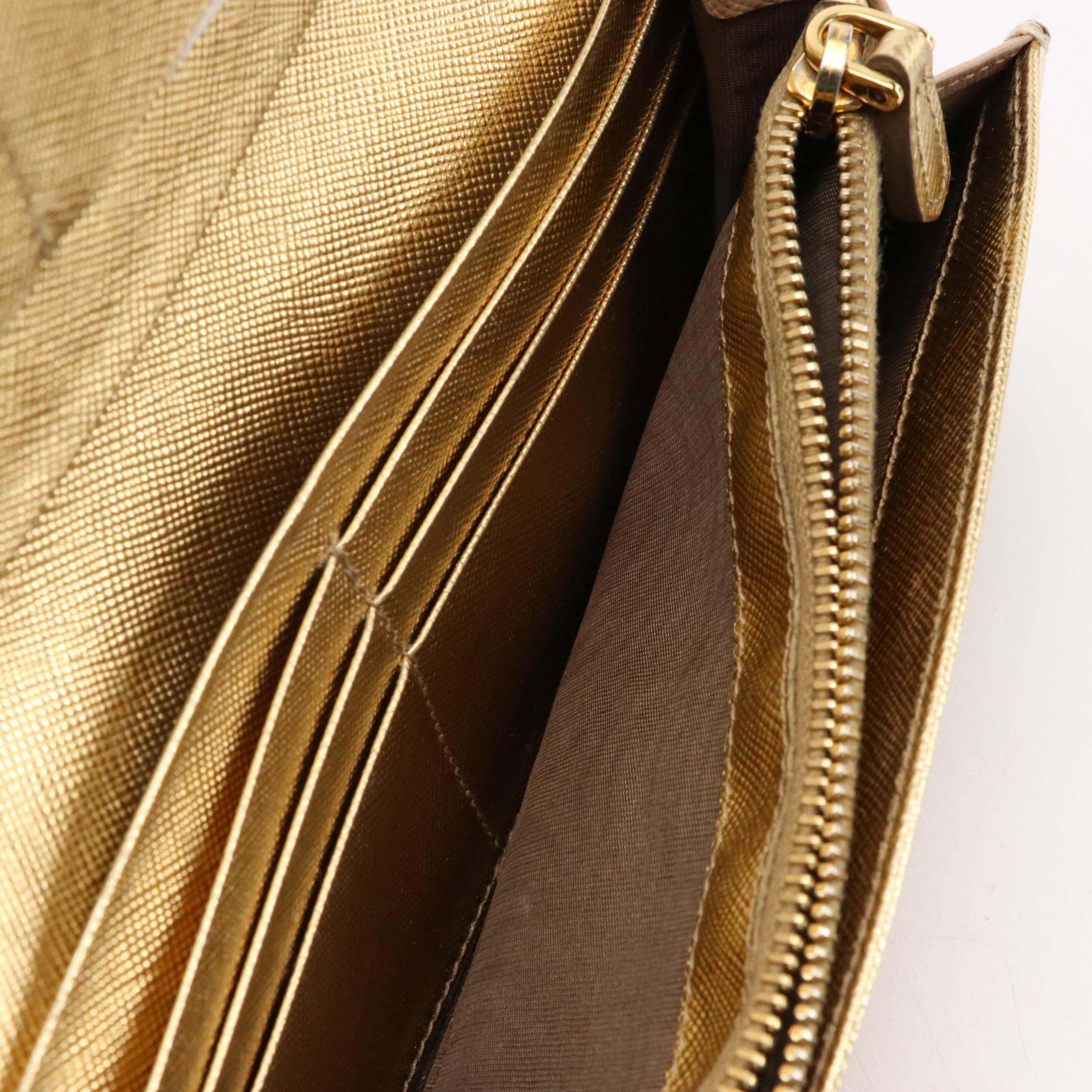 Prada Long Wallet in Saffino Leather with Box