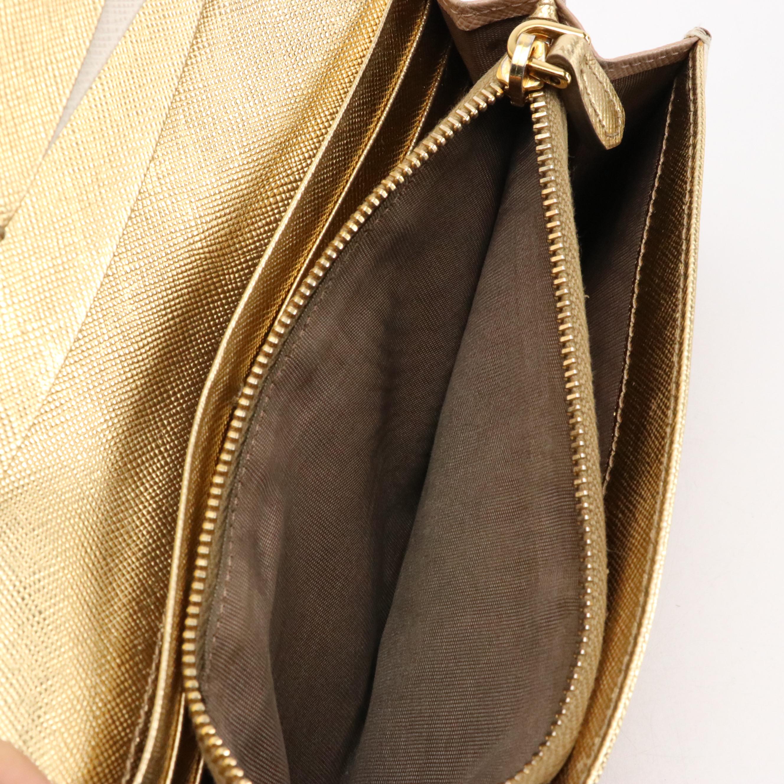 Prada Long Wallet in Saffino Leather with Box