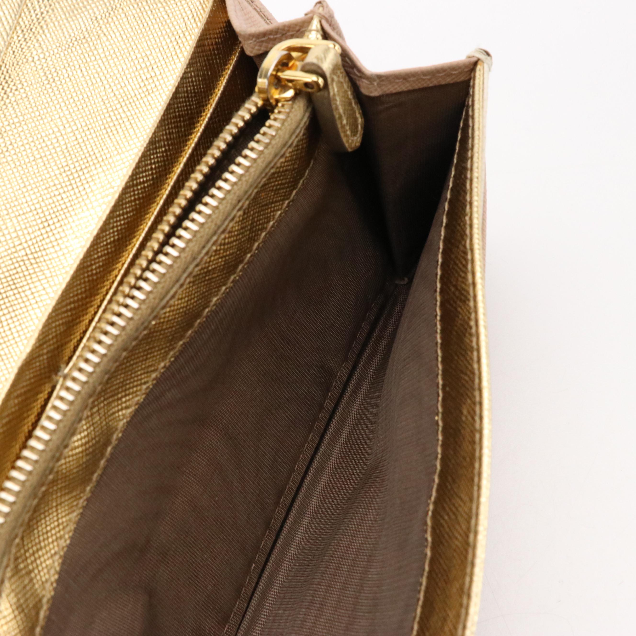 Prada Long Wallet in Saffino Leather with Box