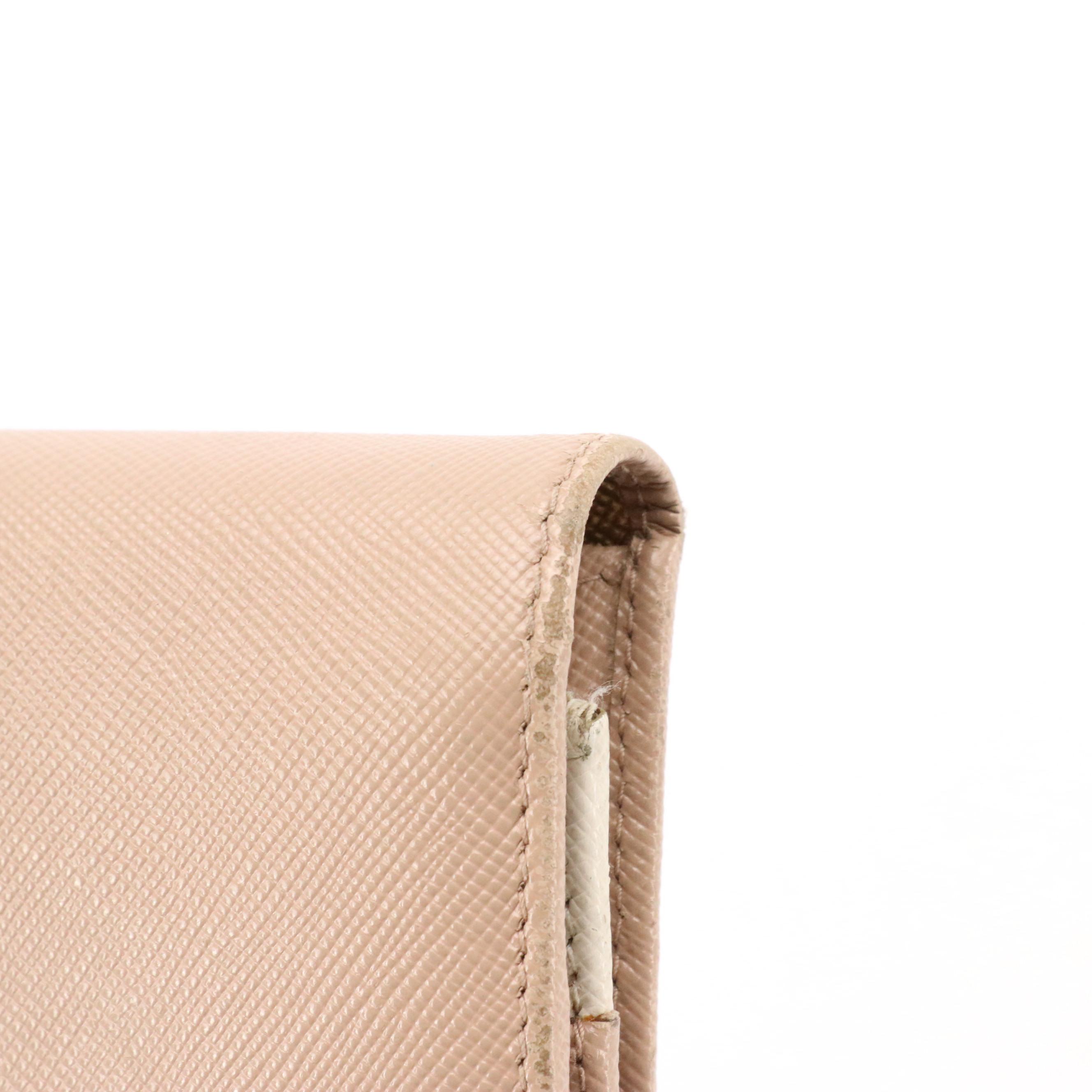 Prada Long Wallet in Saffino Leather with Box