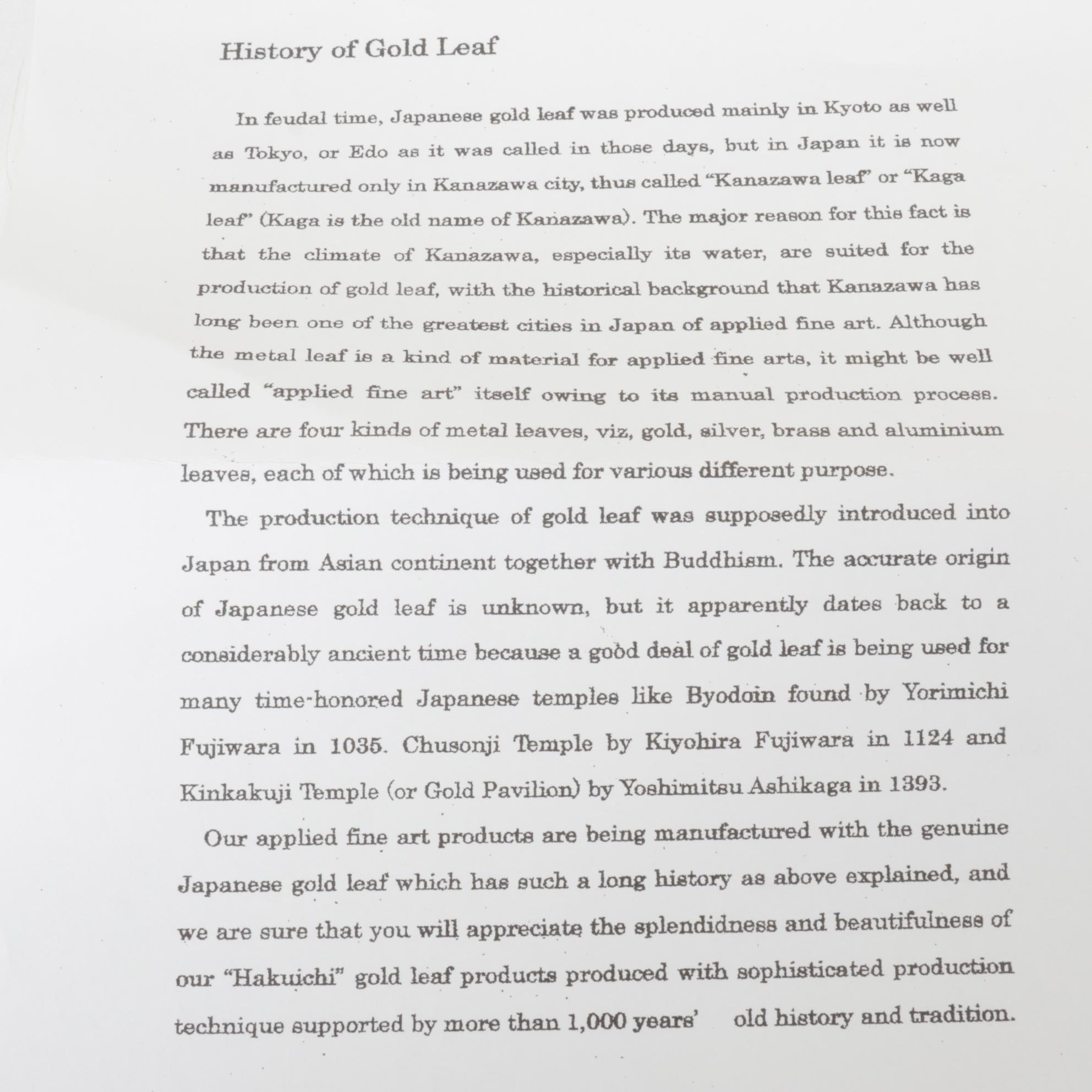 Kanazawa Style Gold Leaf Box