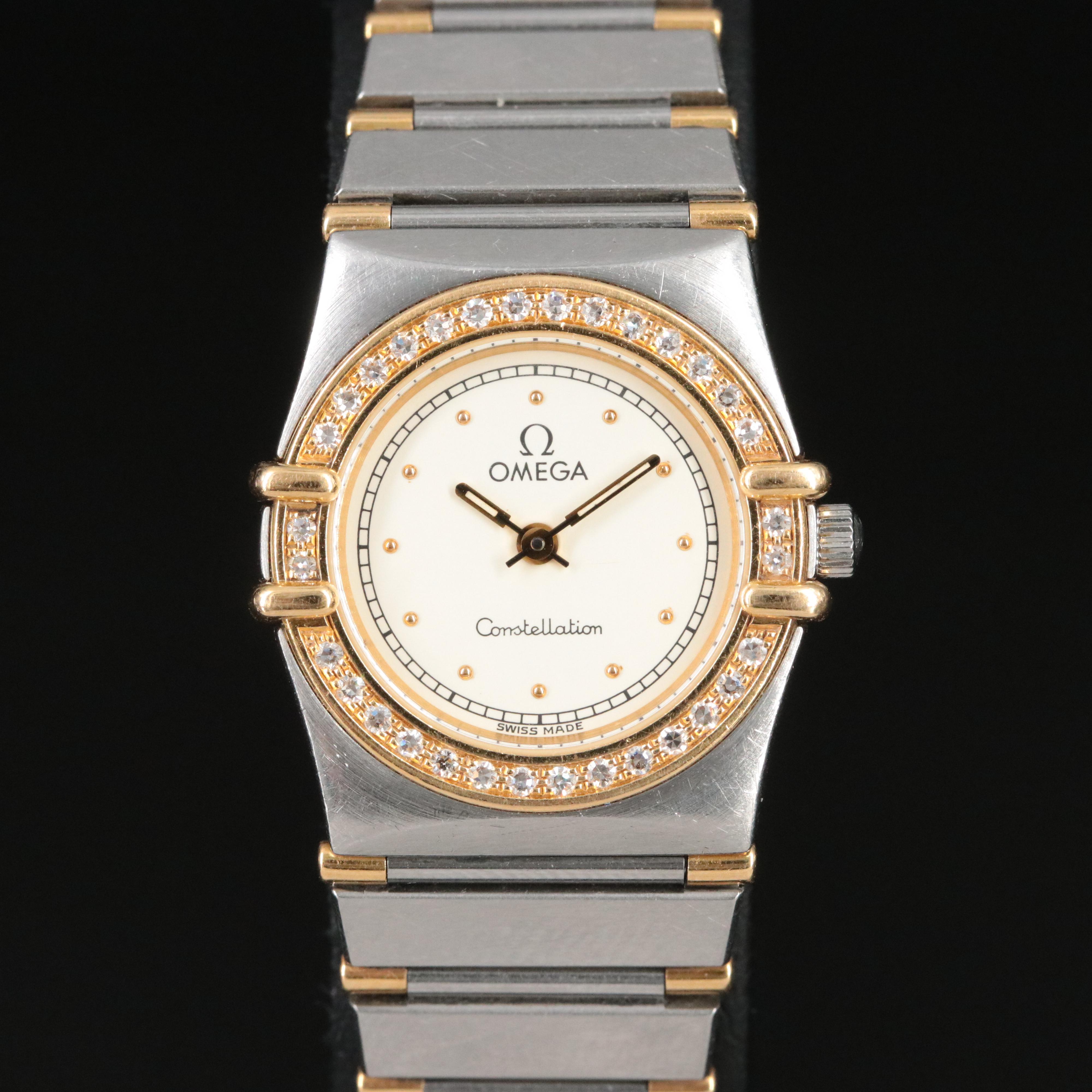 18K and Stainless Steel Omega Constellation Diamond Watch