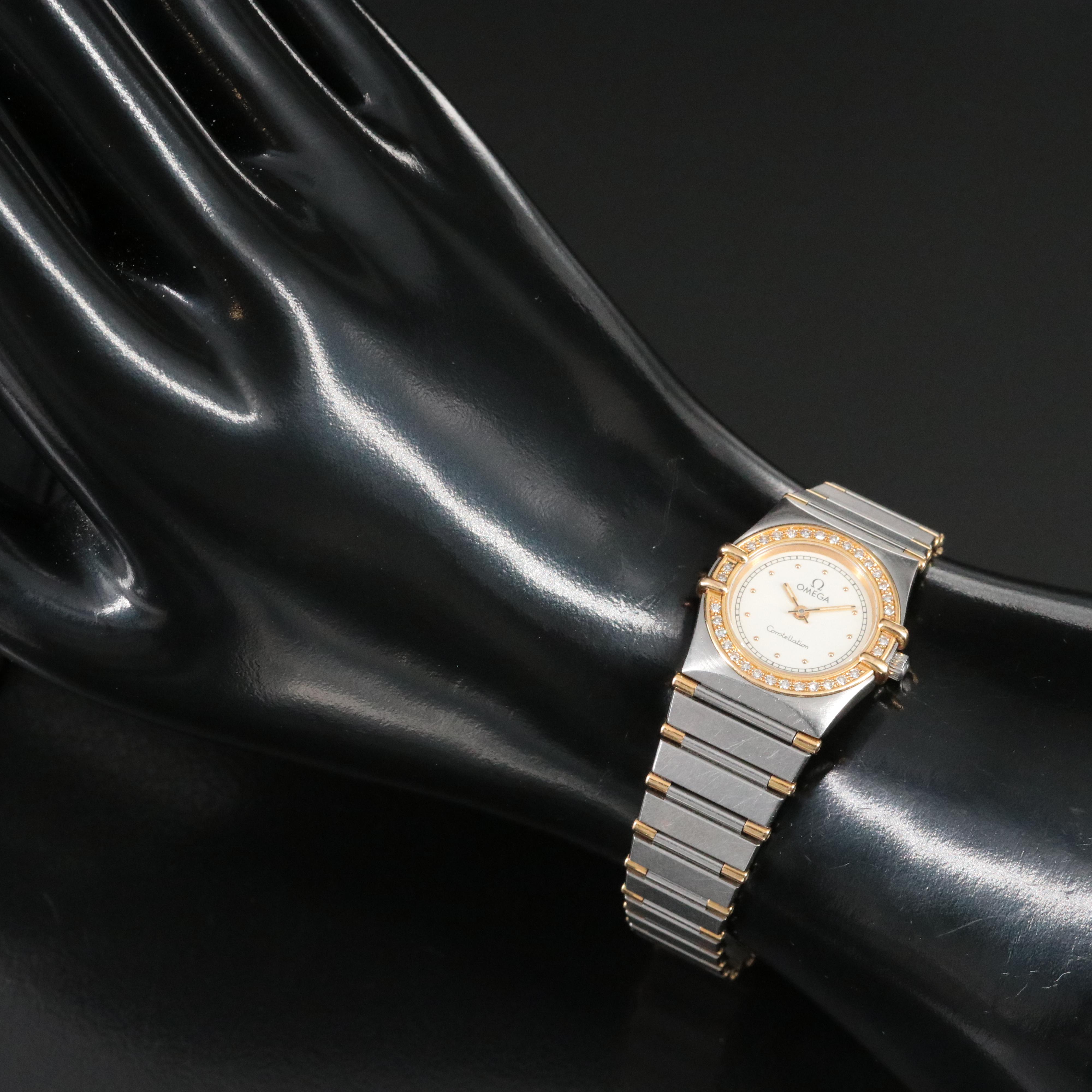 18K and Stainless Steel Omega Constellation Diamond Watch