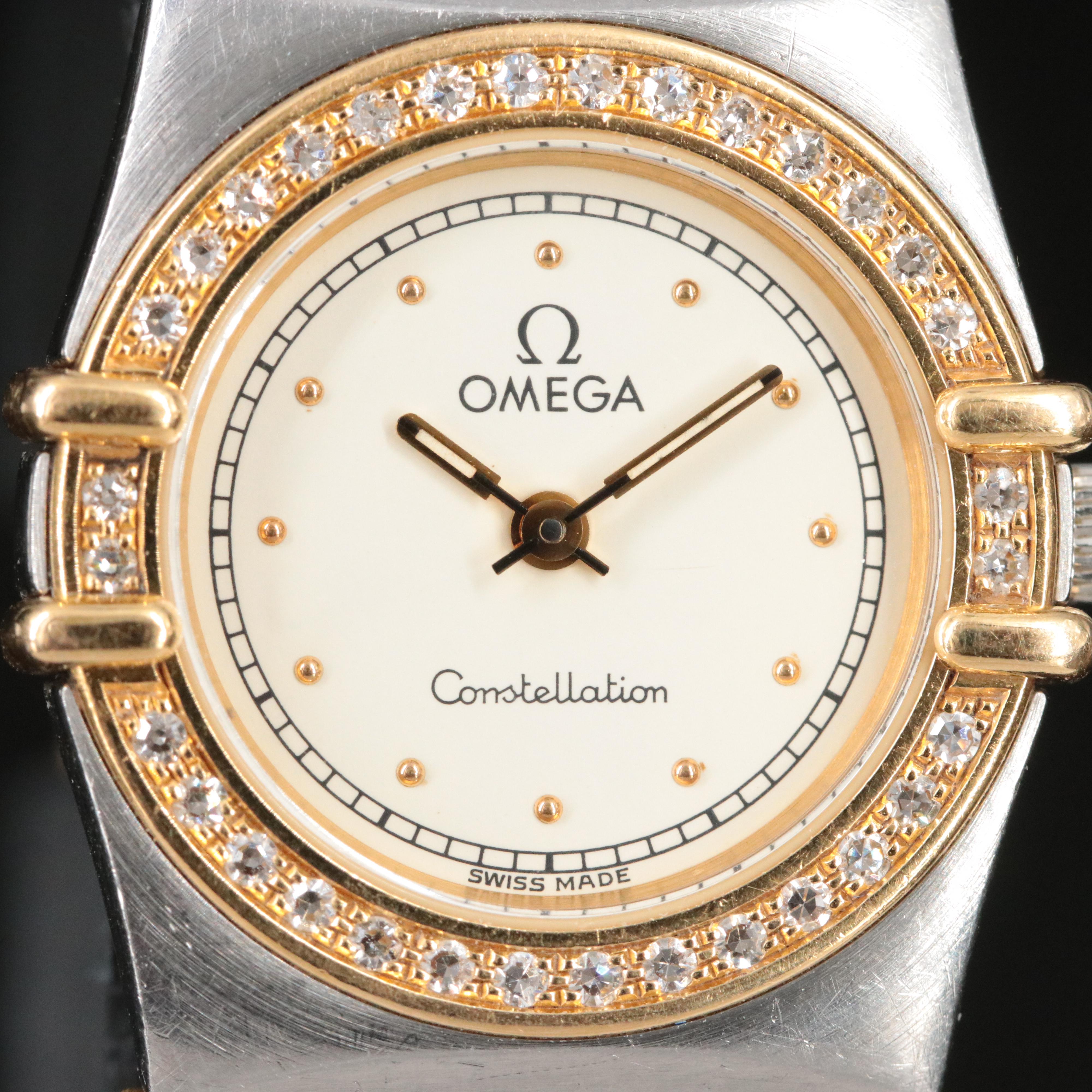 18K and Stainless Steel Omega Constellation Diamond Watch