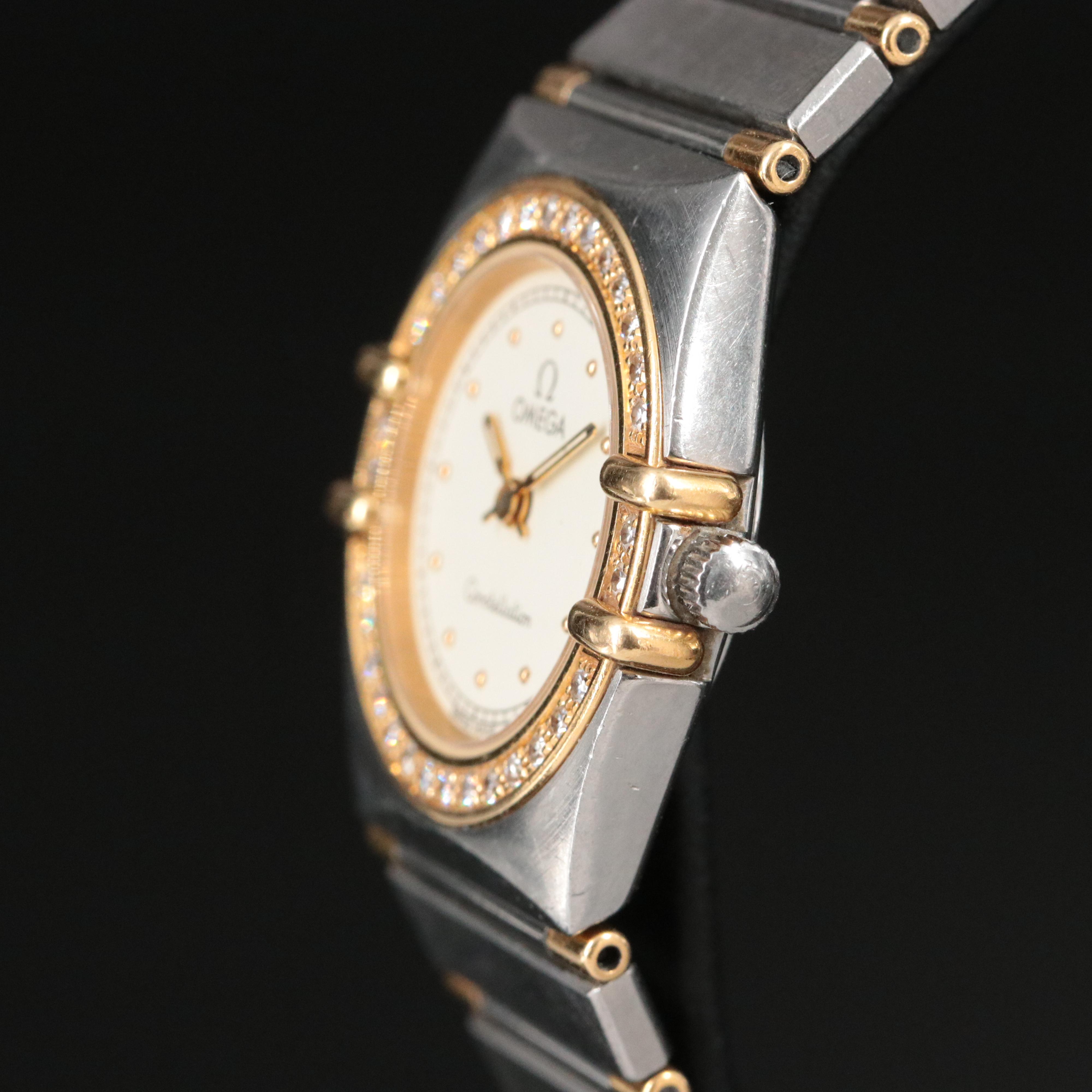 18K and Stainless Steel Omega Constellation Diamond Watch