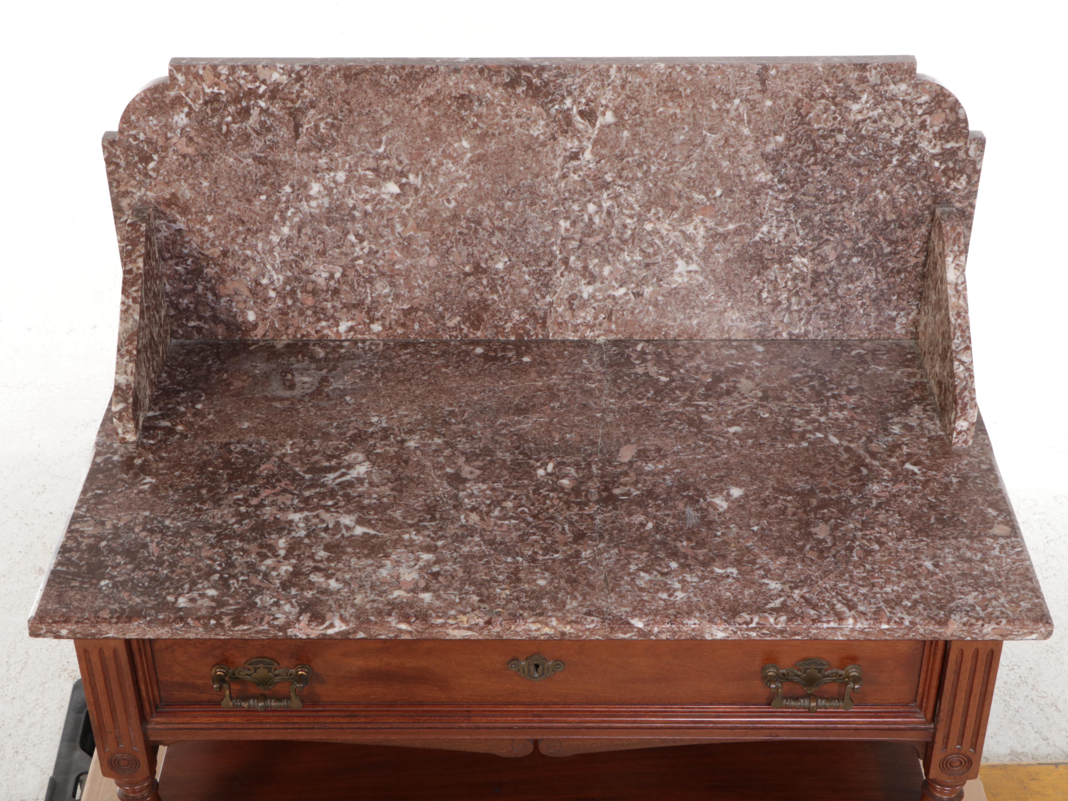Victorian Marble Top Mahogany Dry Sink, Late 19th/Early 20th Century