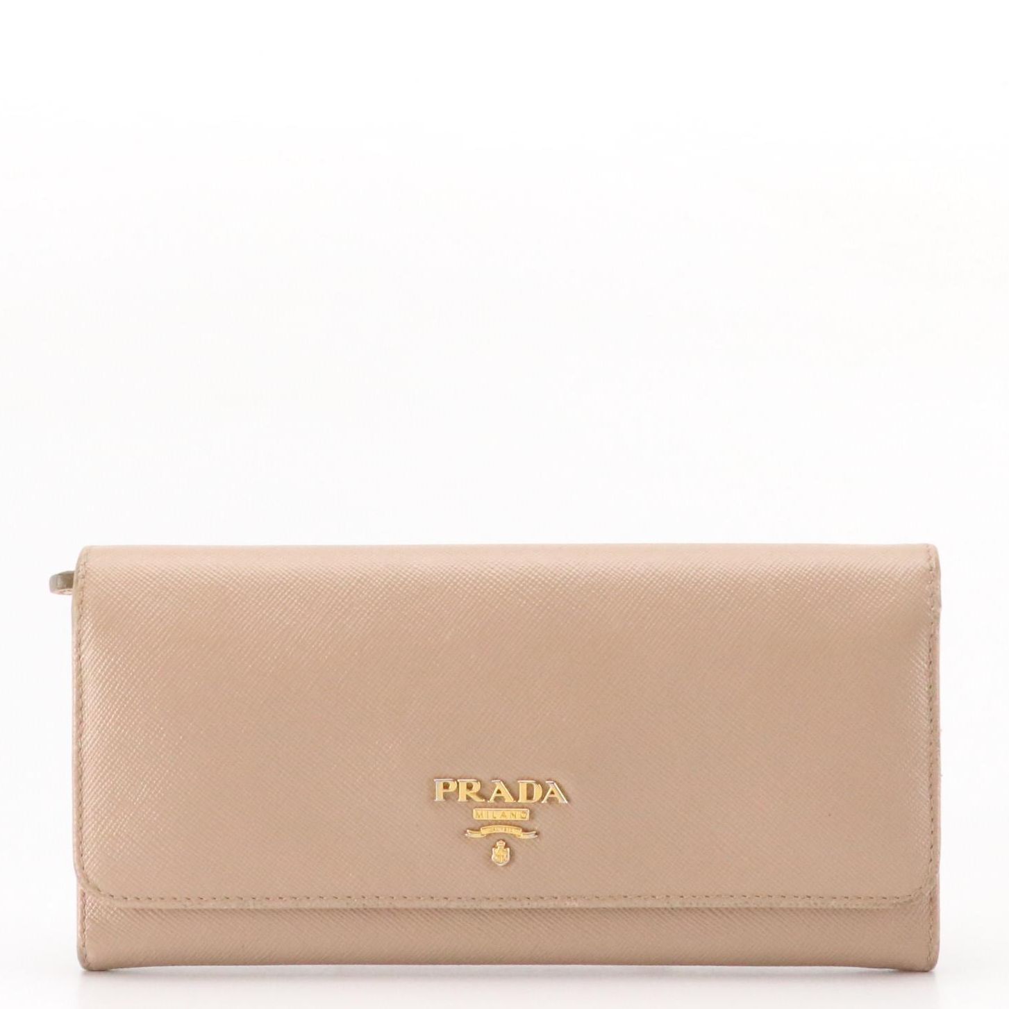 Prada Long Wallet in Saffino Leather with Box