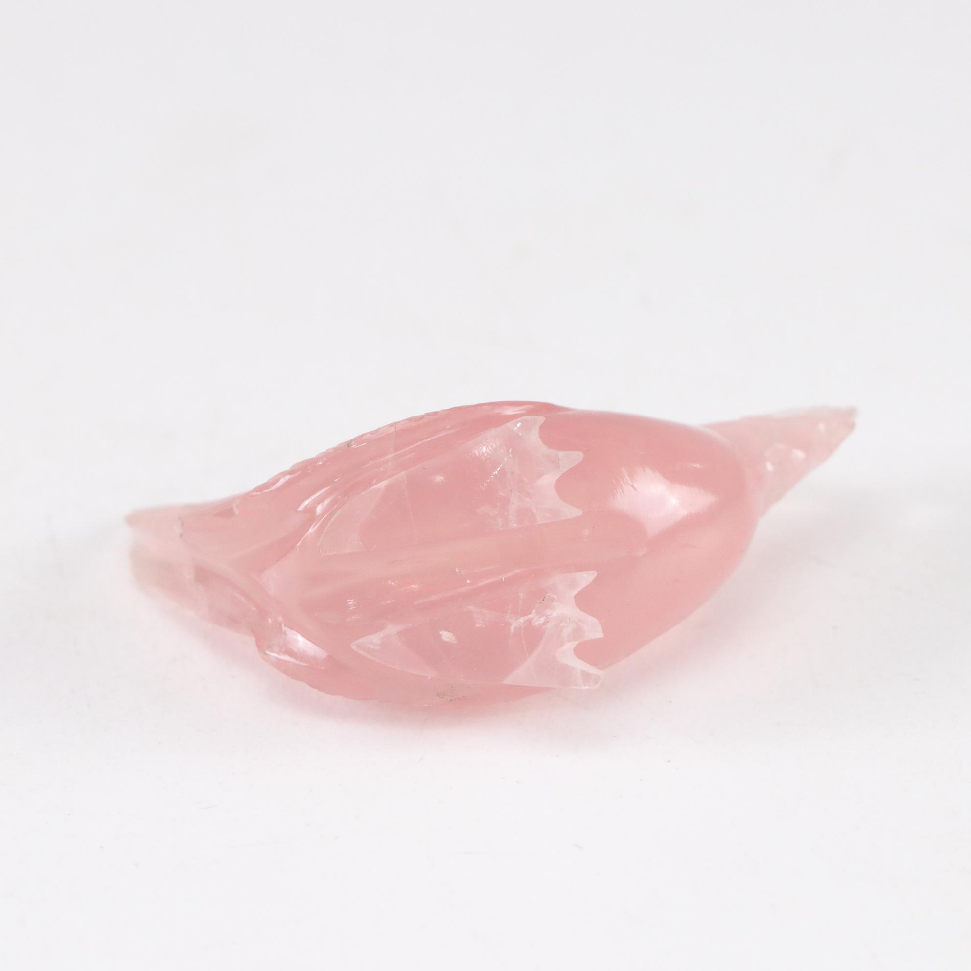 Hand-Carved Rose Quartz Chicken & Rooster Figures