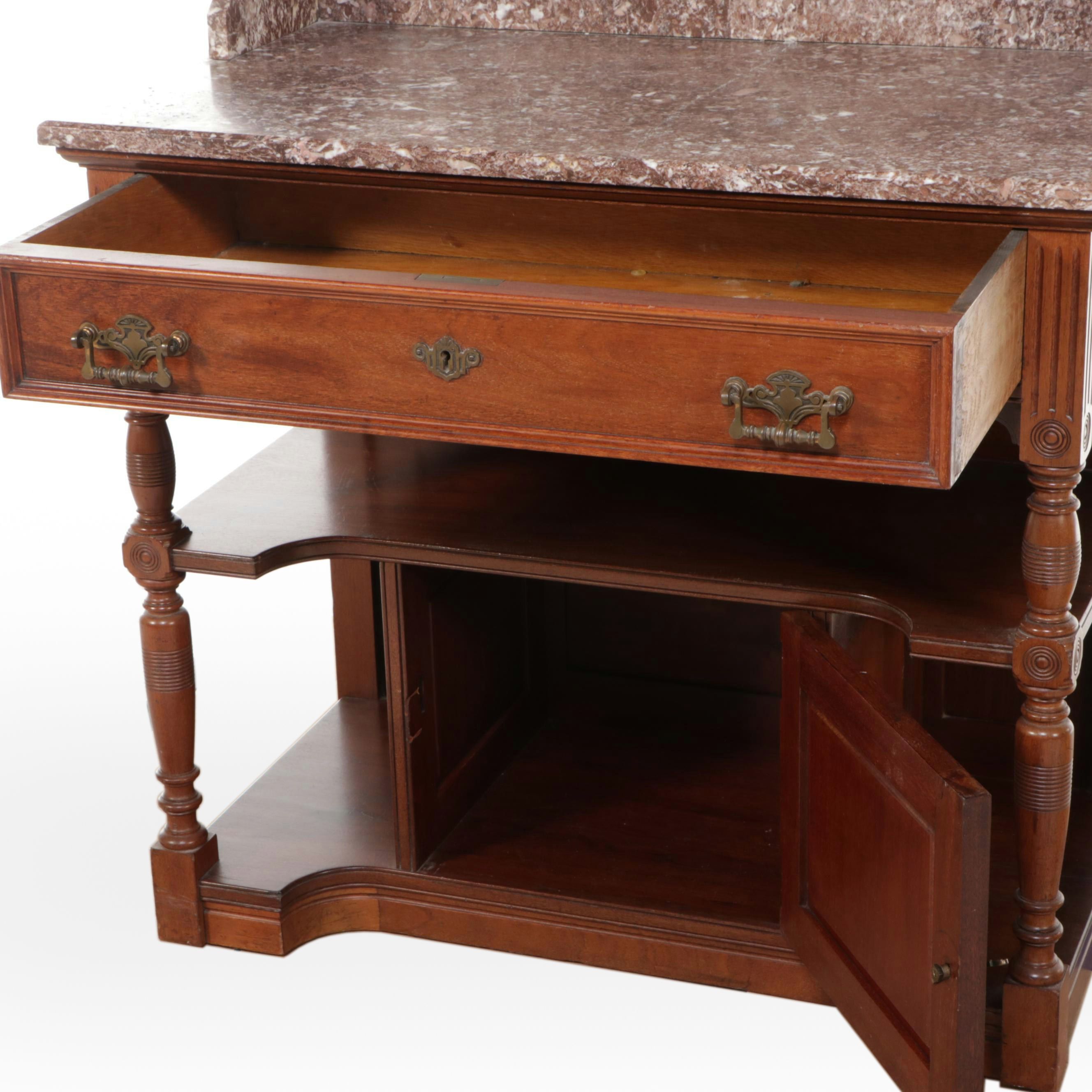 Victorian Marble Top Mahogany Dry Sink, Late 19th/Early 20th Century
