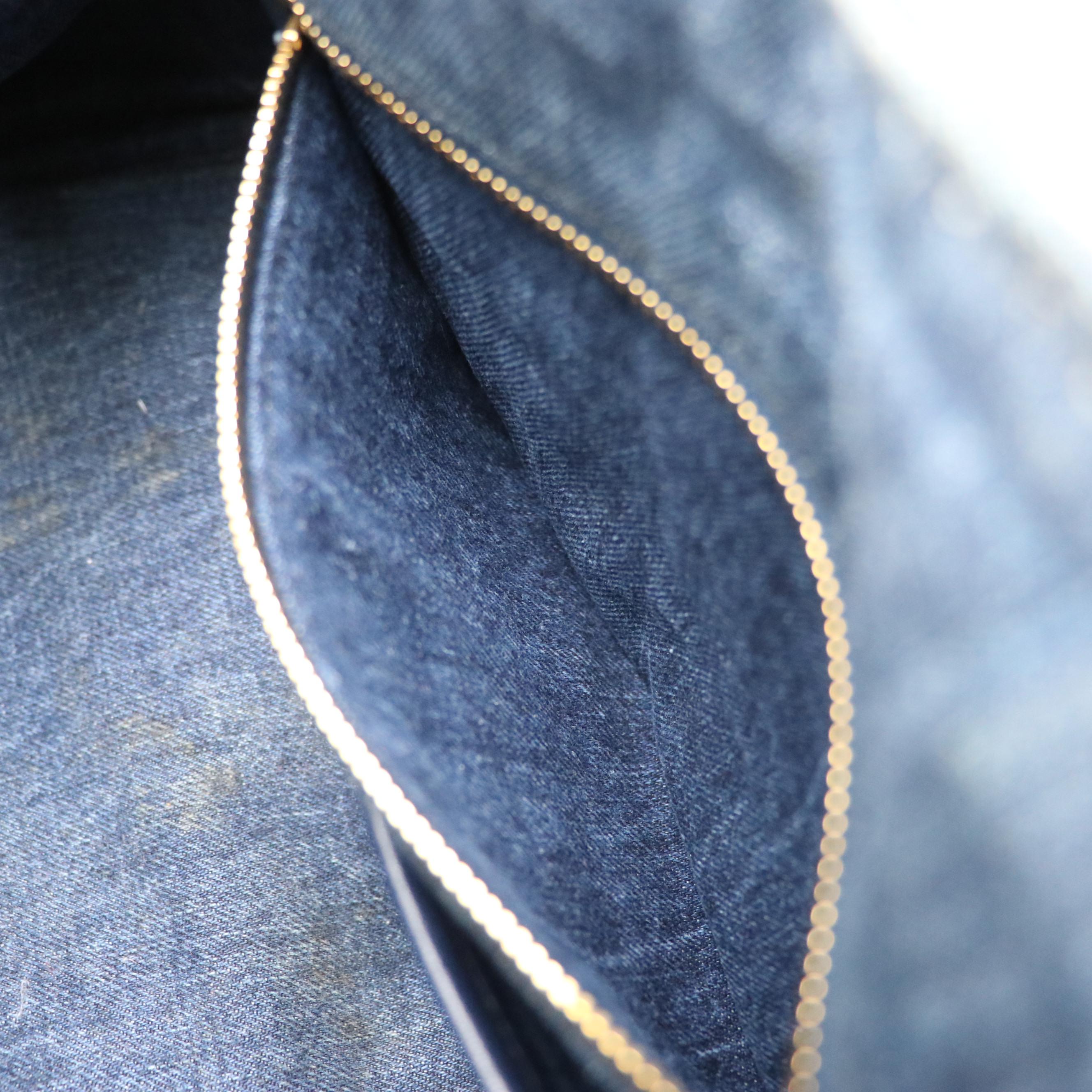 Prada Large Canapa Logo Tote in Blue Denim