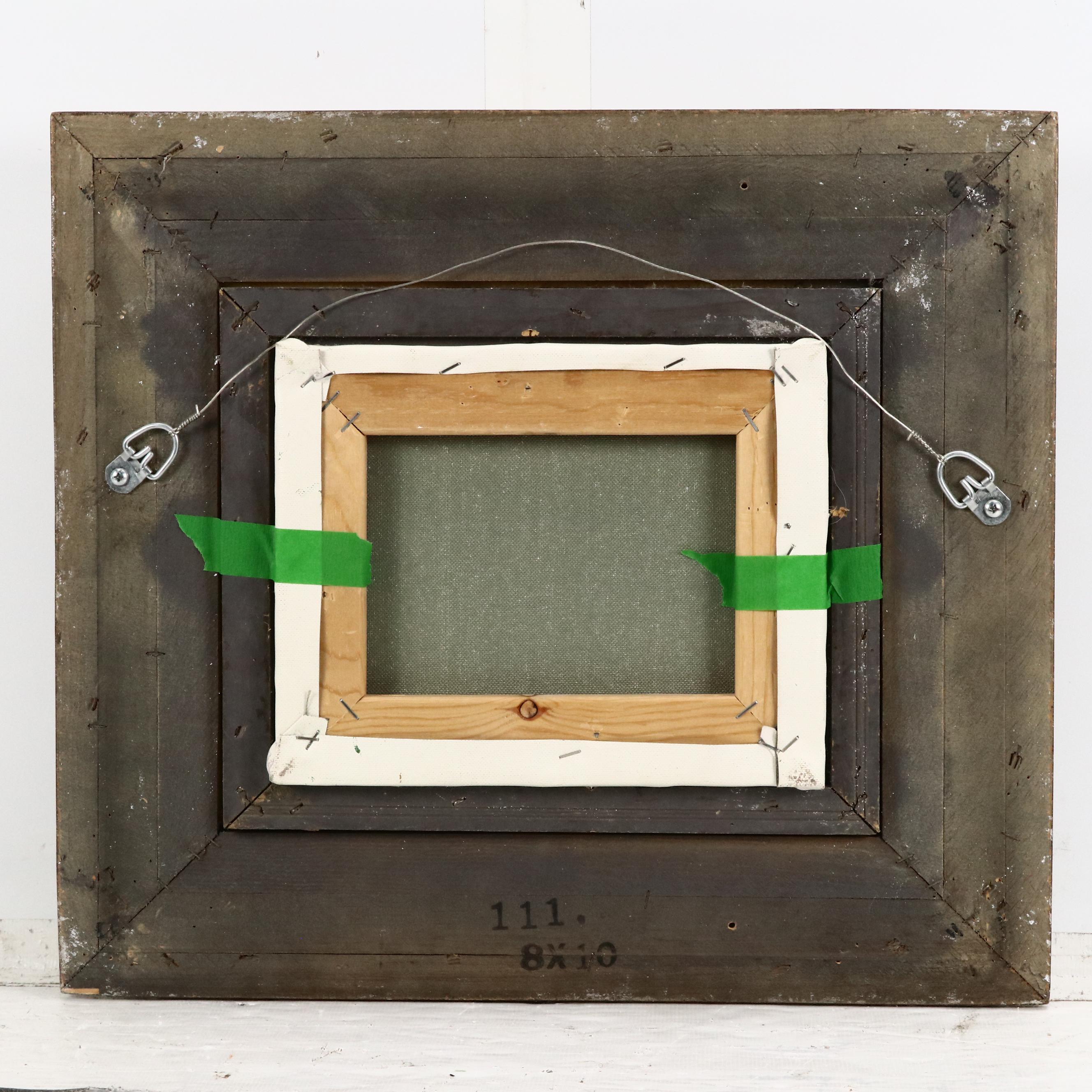 Still Life Oil Painting with White Flowers and Double-Headed Eagle Vase