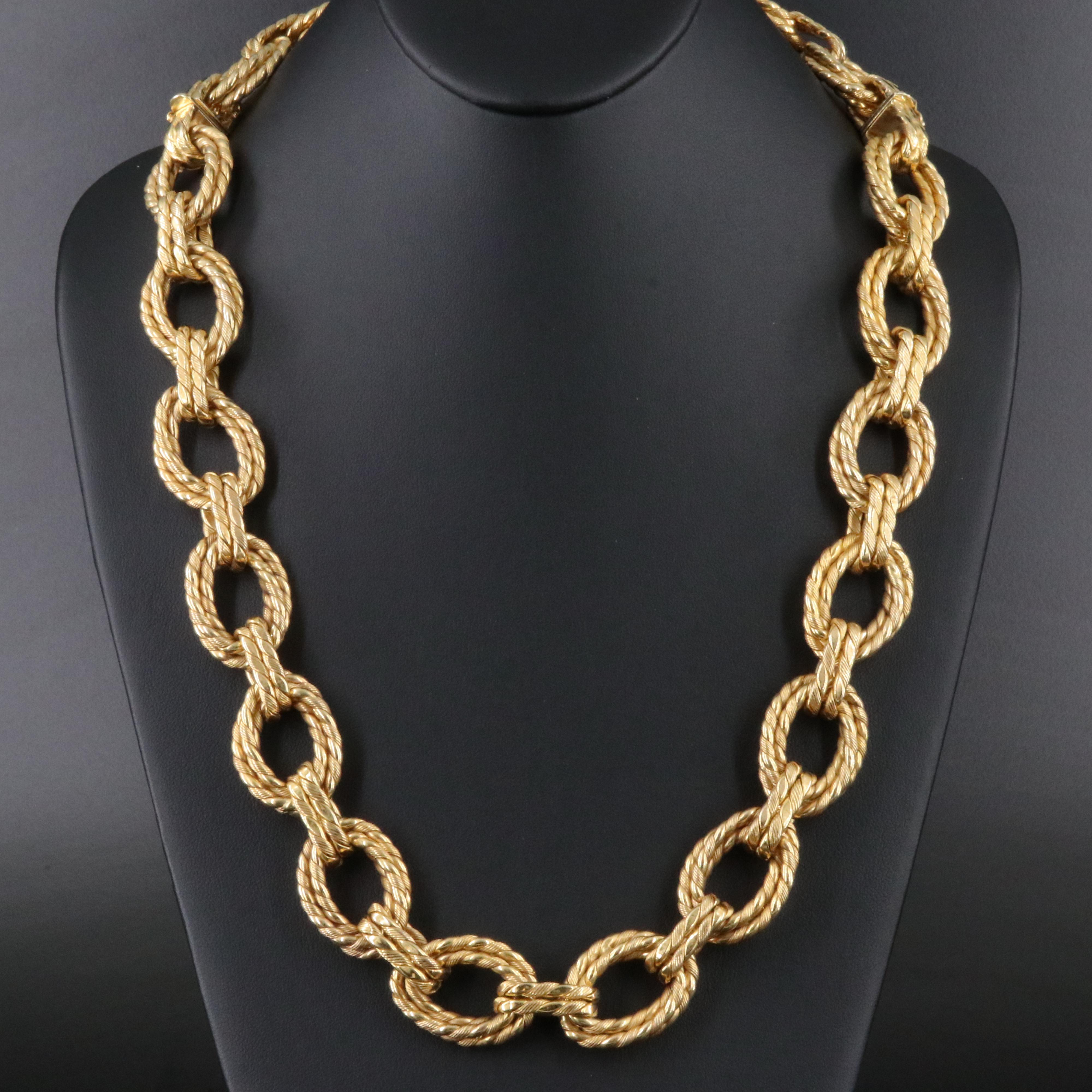 Herco 14K Oval Cable Double Braid Link Necklace and Bracelet Set