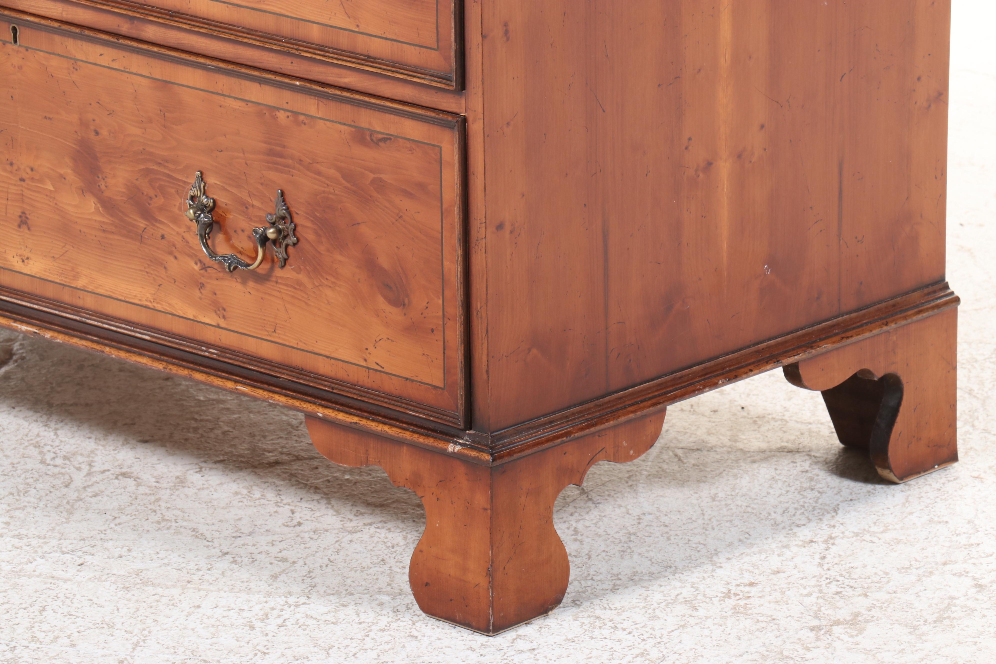 George II Style Yew and Mahogany Media Armoire, Late 20th Century