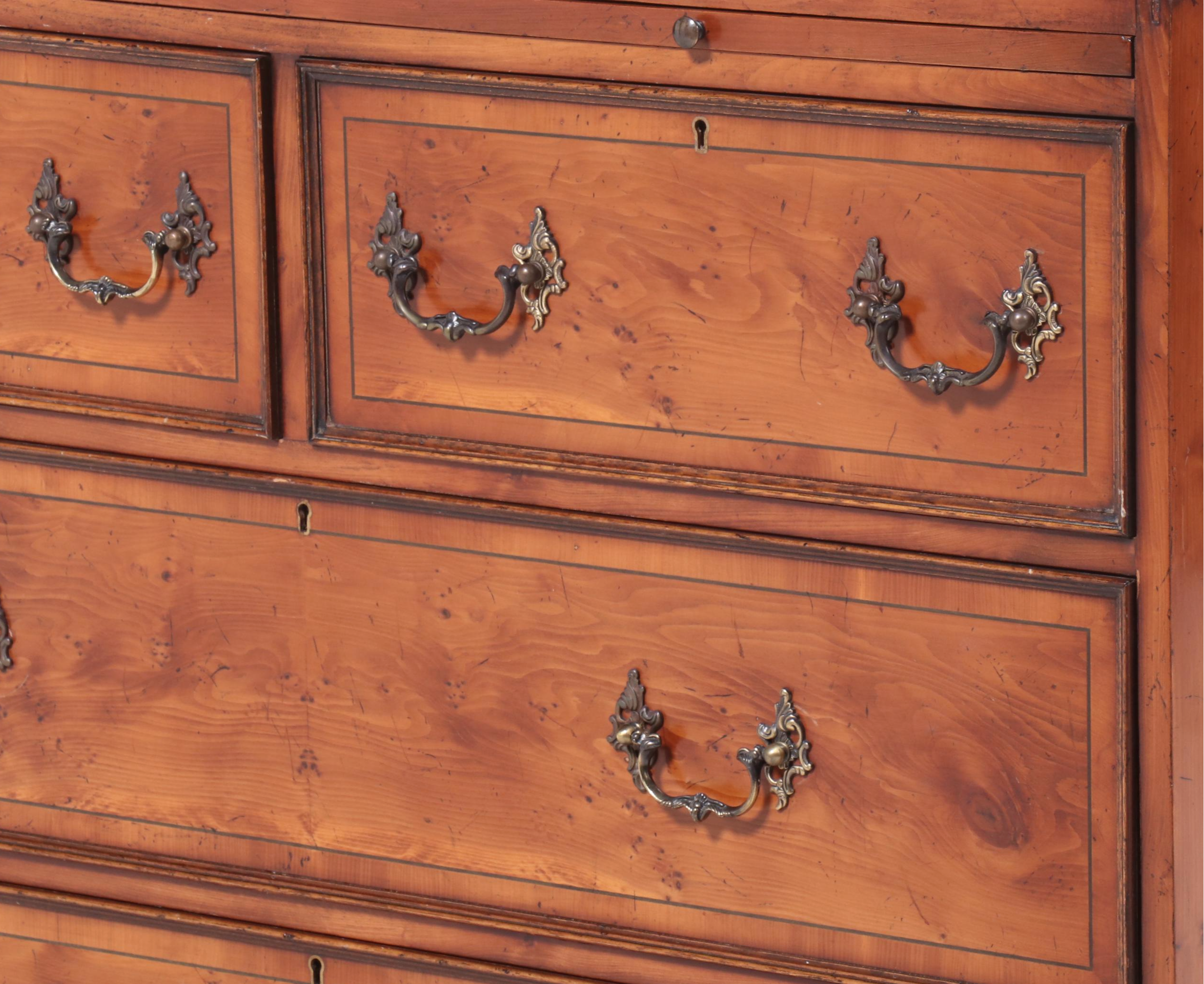 George II Style Yew and Mahogany Media Armoire, Late 20th Century