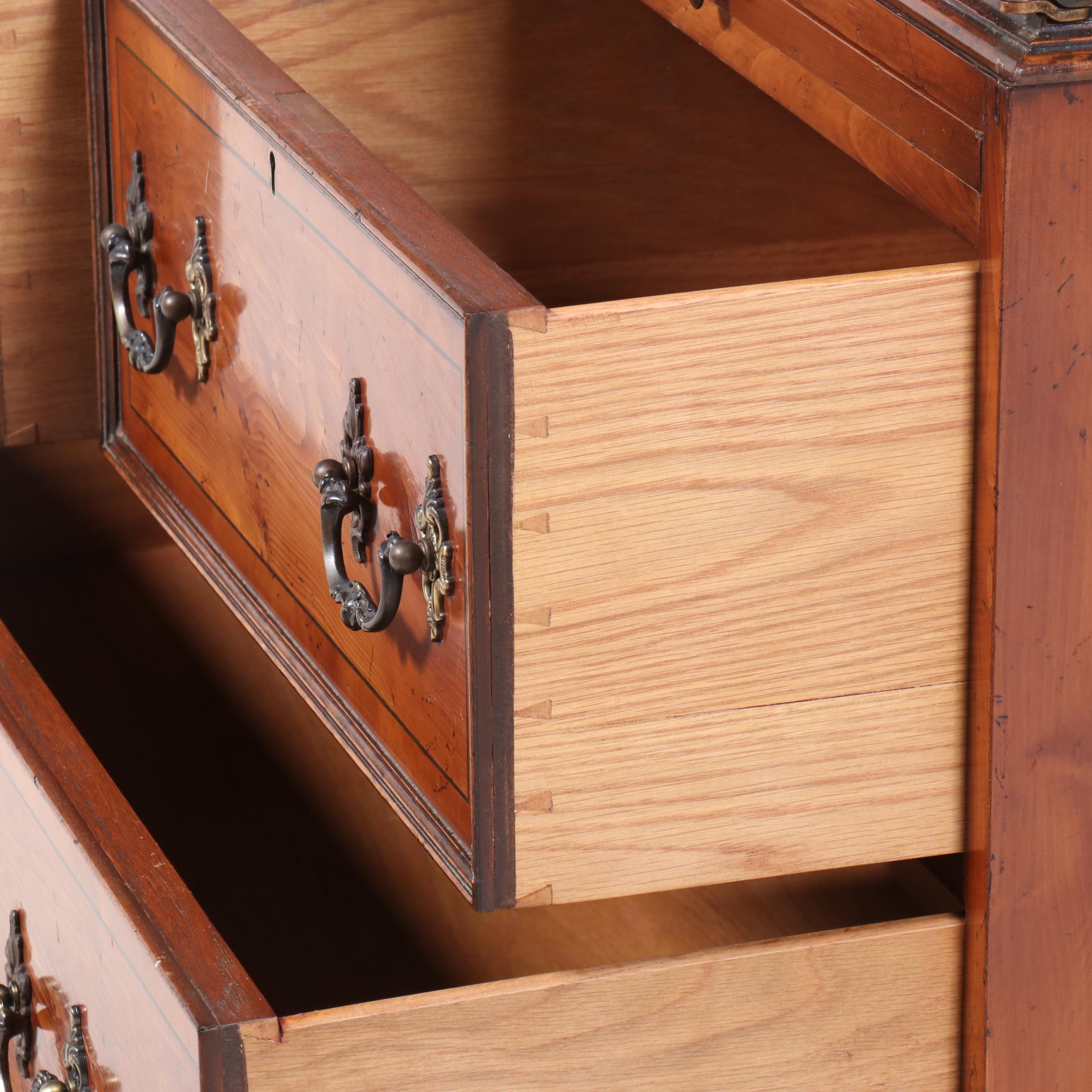George II Style Yew and Mahogany Media Armoire, Late 20th Century