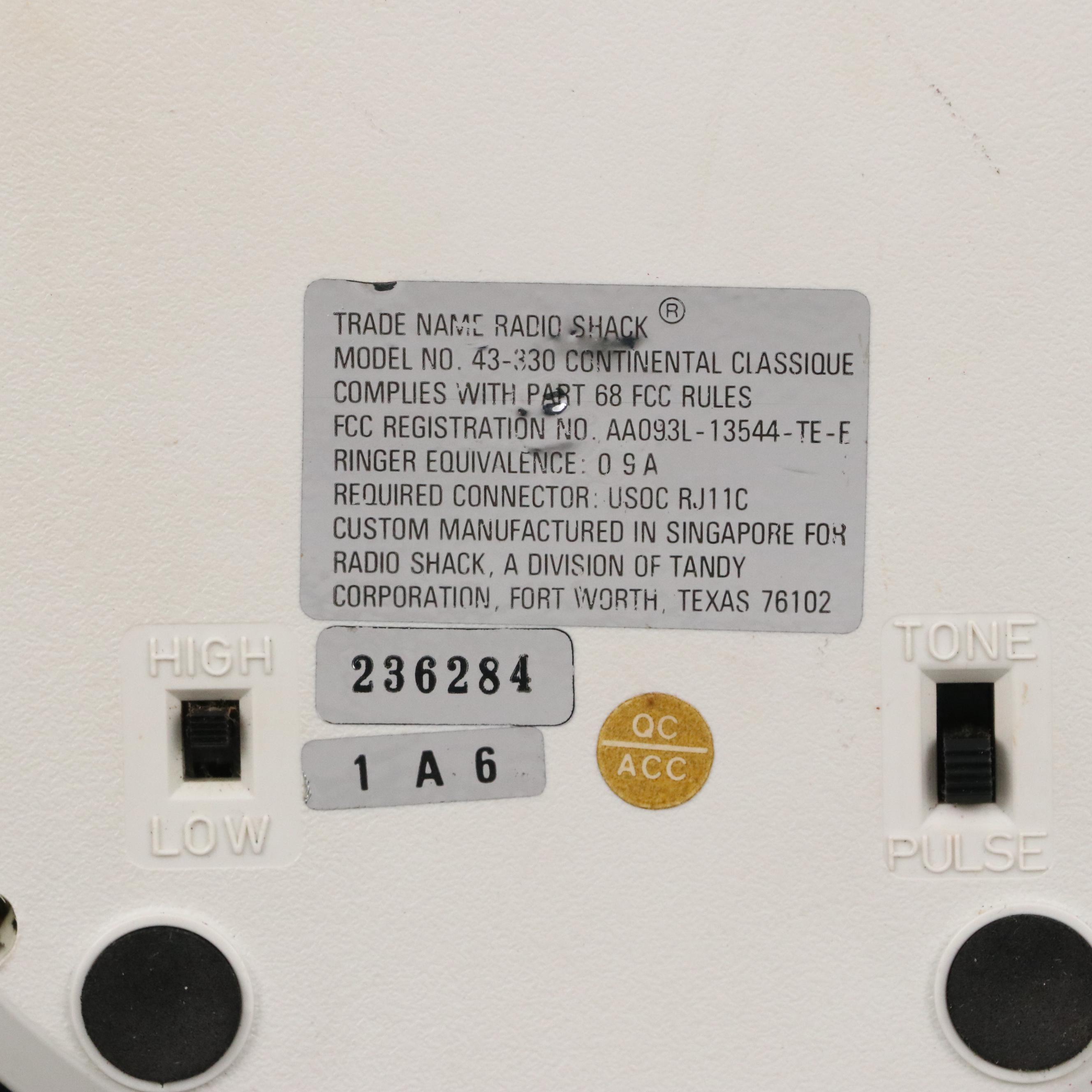 Radio Shack "Continental Classique" Landline Telephone