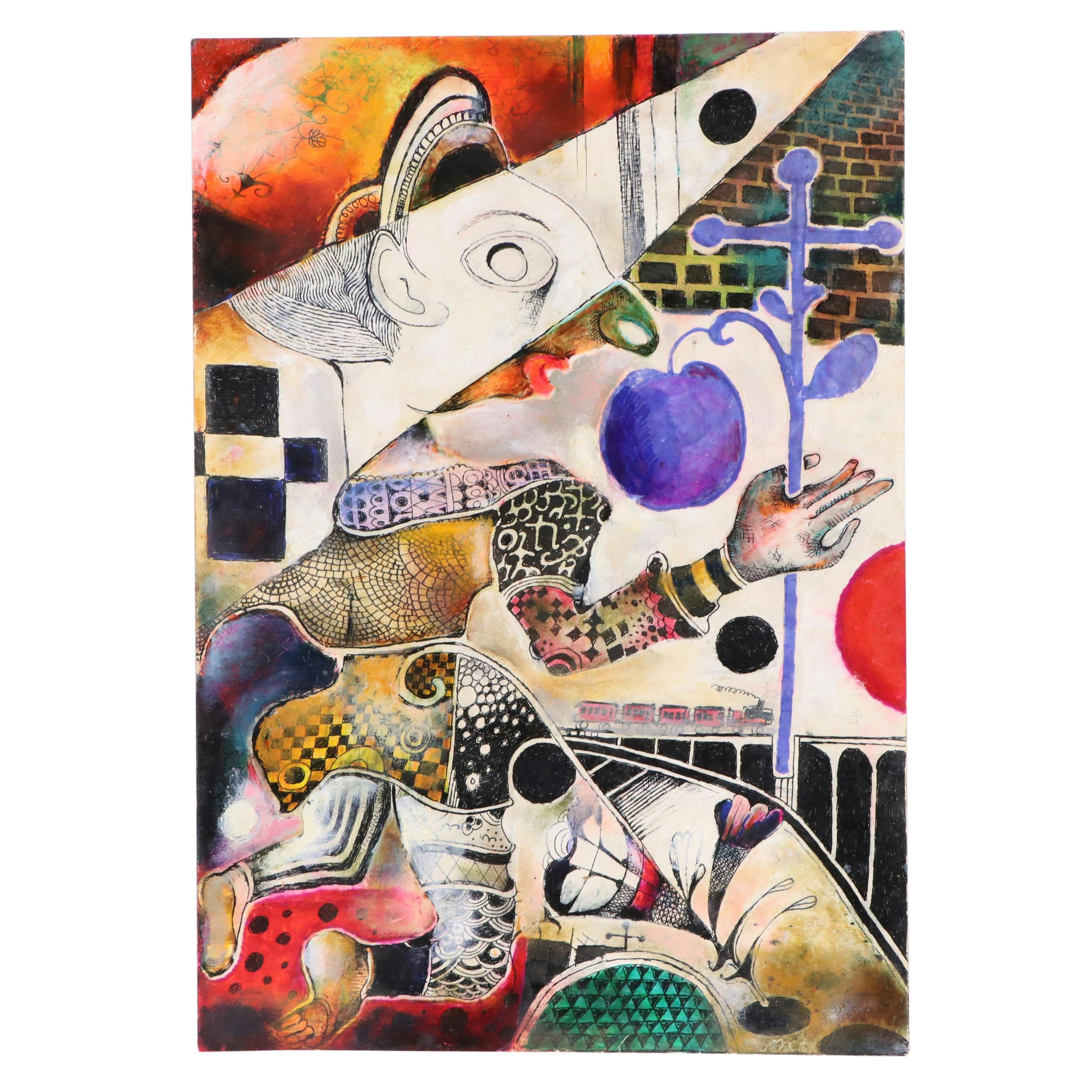 Nikolay "Kuk" Manuylov Surrealist Figural Mixed Media Illustration, 2016