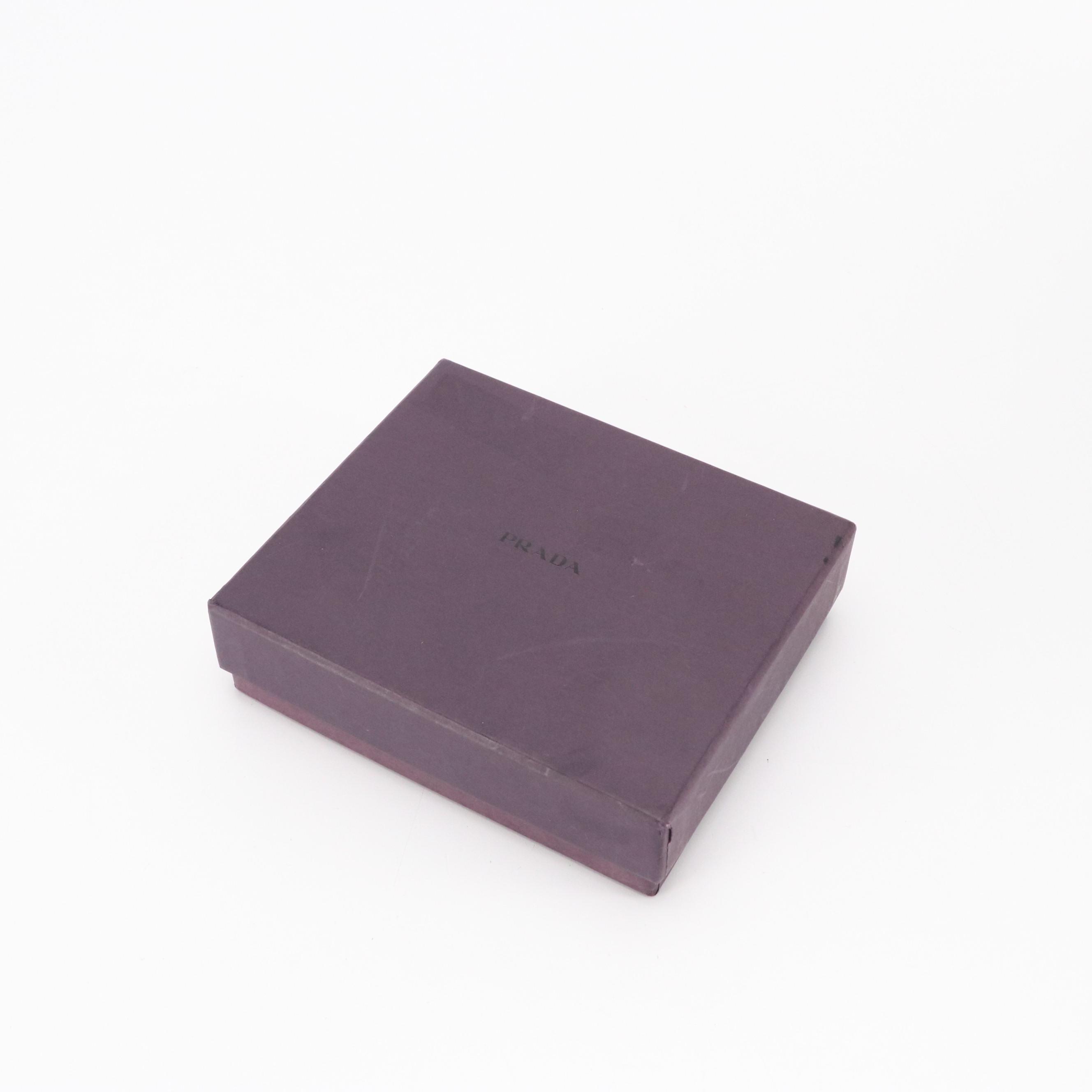 Prada Brown Leather Compact Zip-Around Wallet with Box