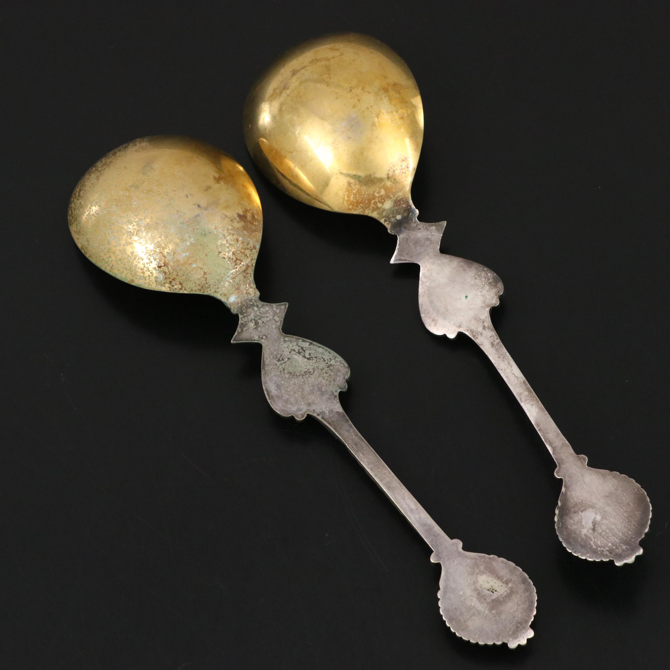 Late Victorian European Figural Spoons with Gilt Washed Bowls