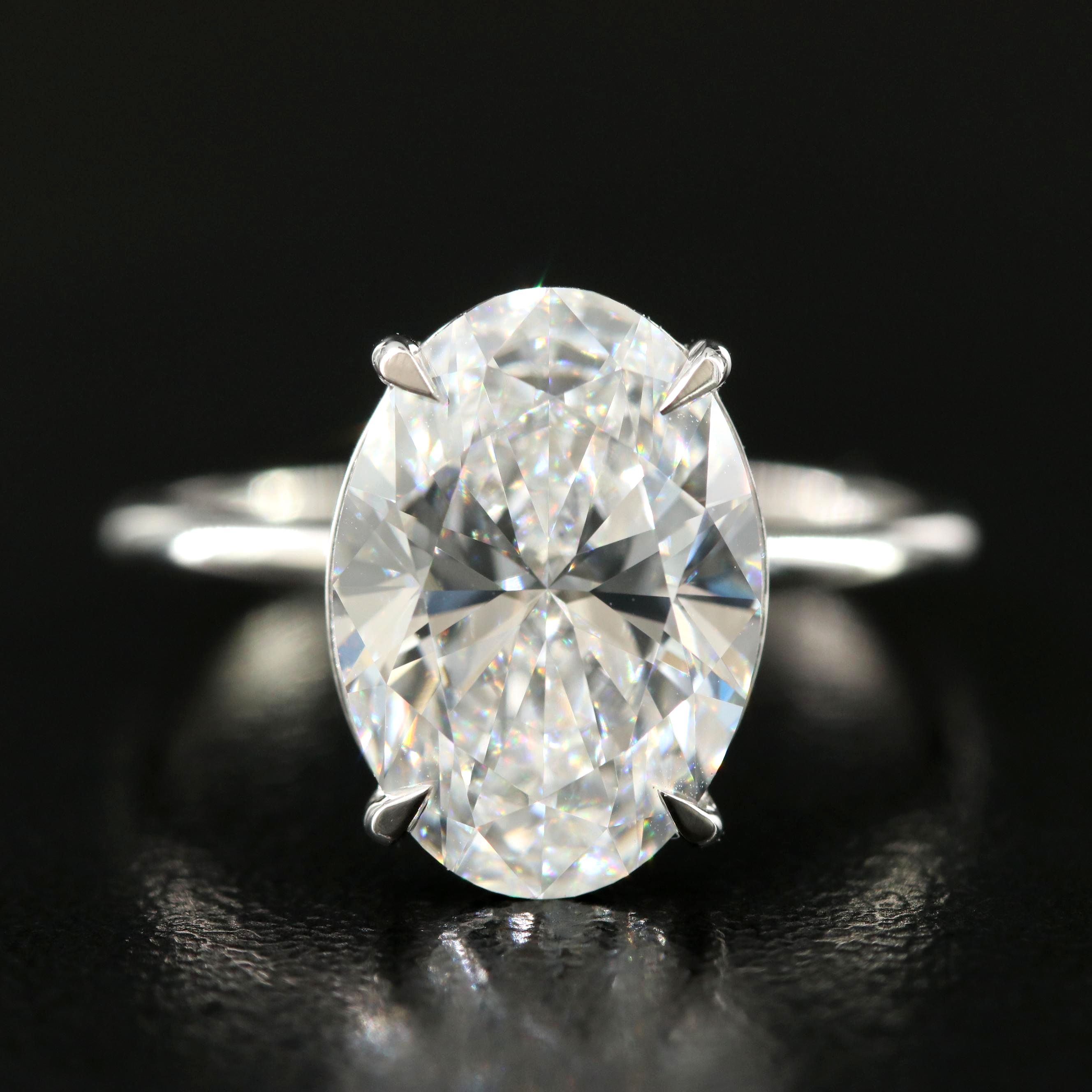 Platinum 4.07 CT Lab Grown Diamond Solitaire Ring with IGI Report