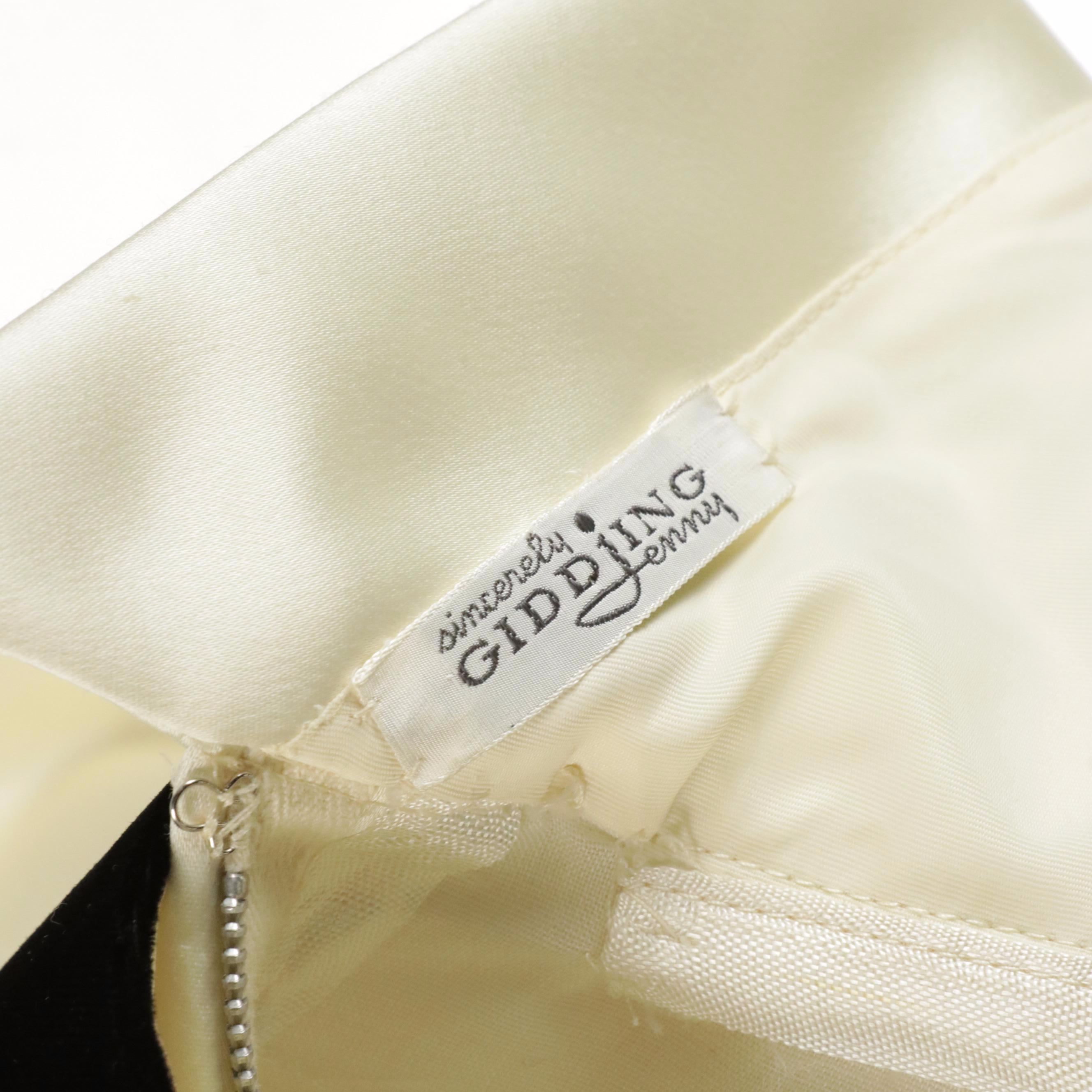 Elinor Simmond for Malcolm Starr Satin Formal Dress with Embellished Velvet Belt