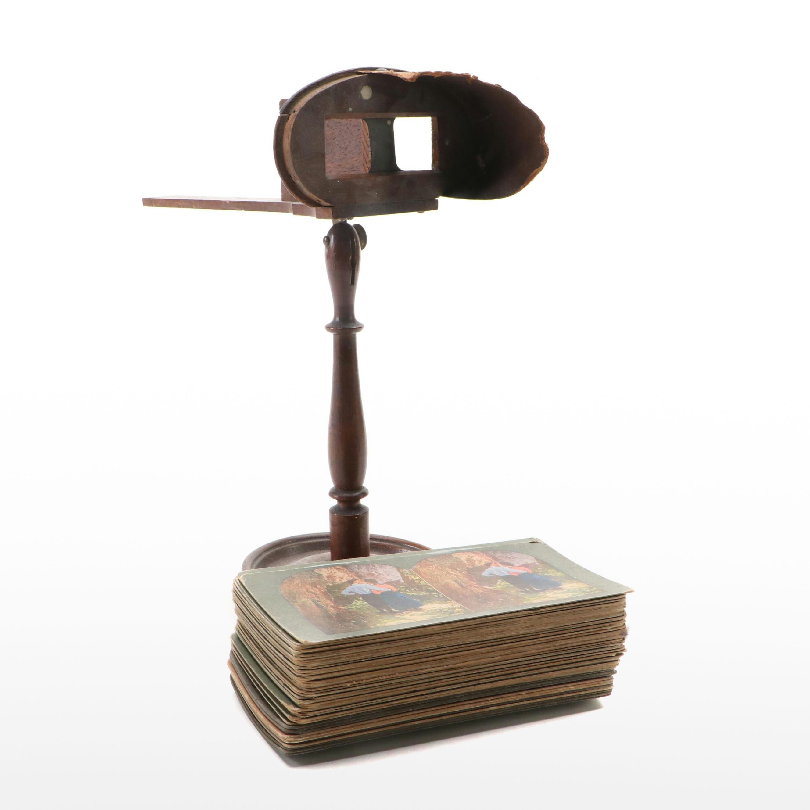 Wooden Stereoscope with View Cards, Late 19th/ Early 20th Century
