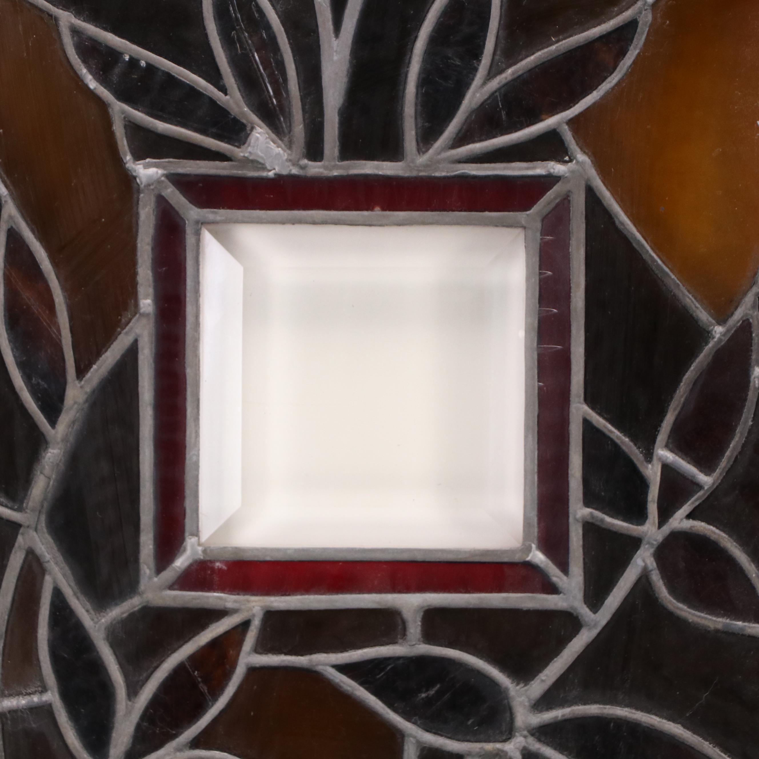 Arts & Crafts Leaded Stained Glass Window Panes with Beveled Glass Panels