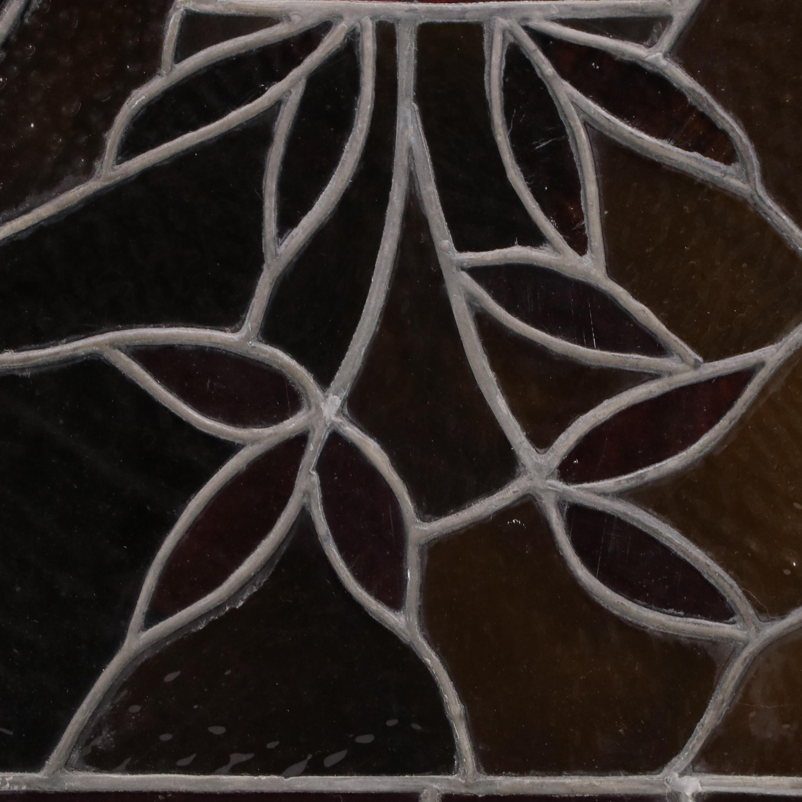 Arts & Crafts Leaded Stained Glass Window Panes with Beveled Glass Panels