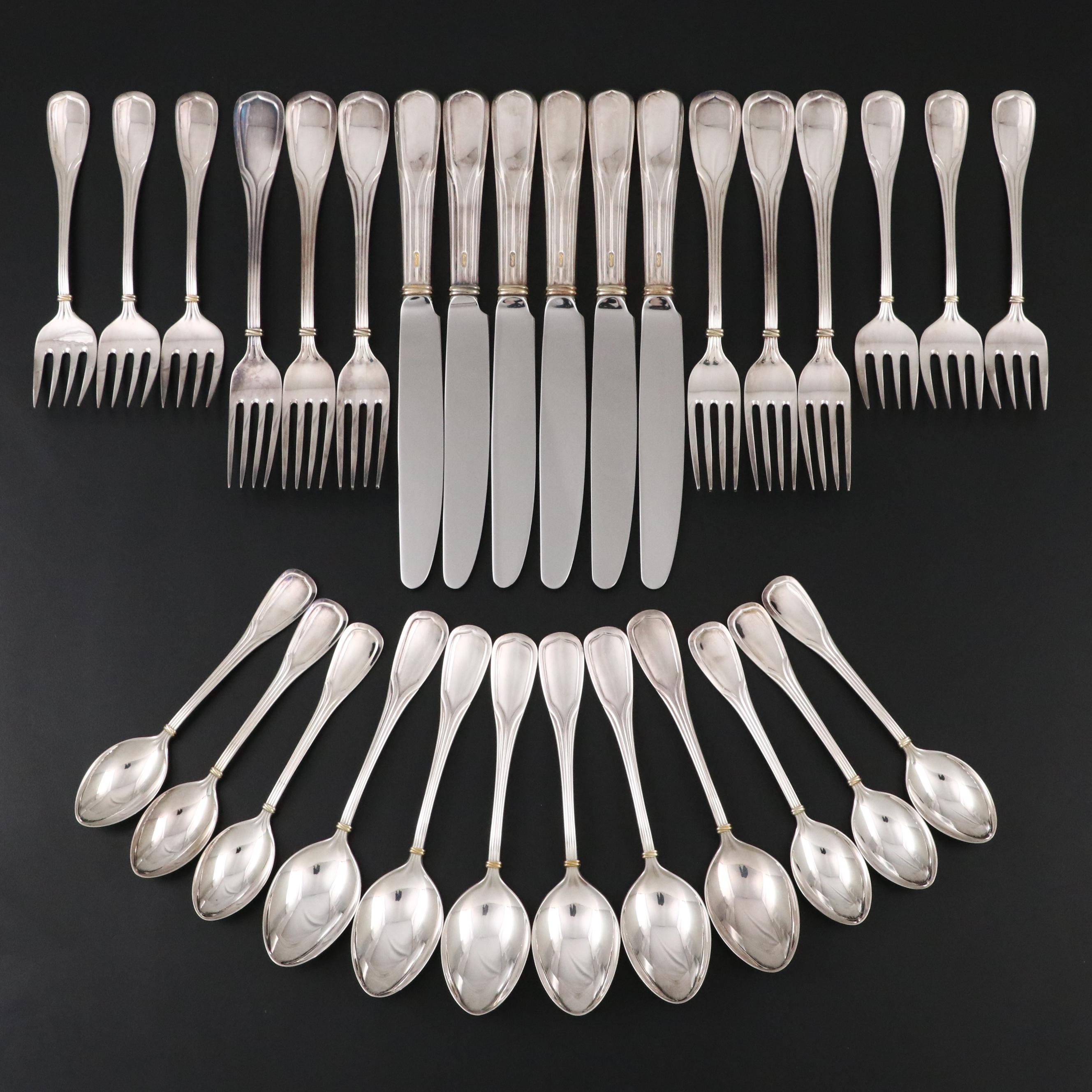 Cartier "Du Prince" Gilt Silver Plate Flatware with Presentation Boxes