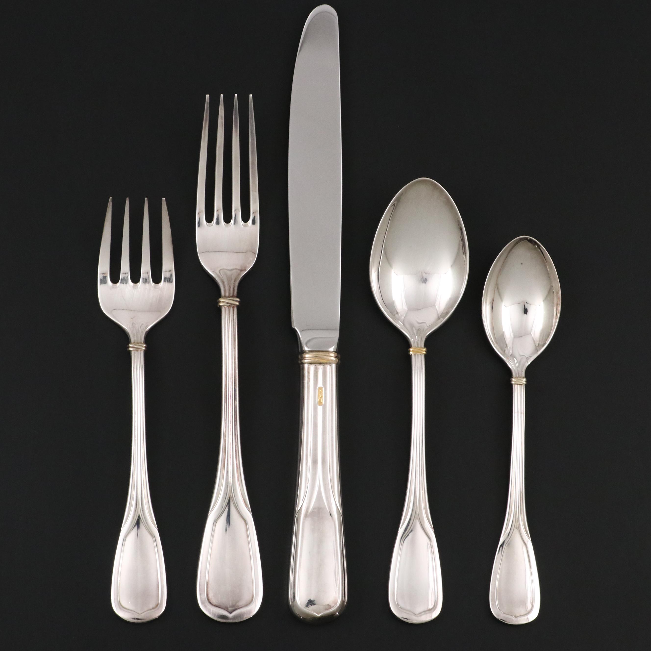 Cartier "Du Prince" Gilt Silver Plate Flatware with Presentation Boxes