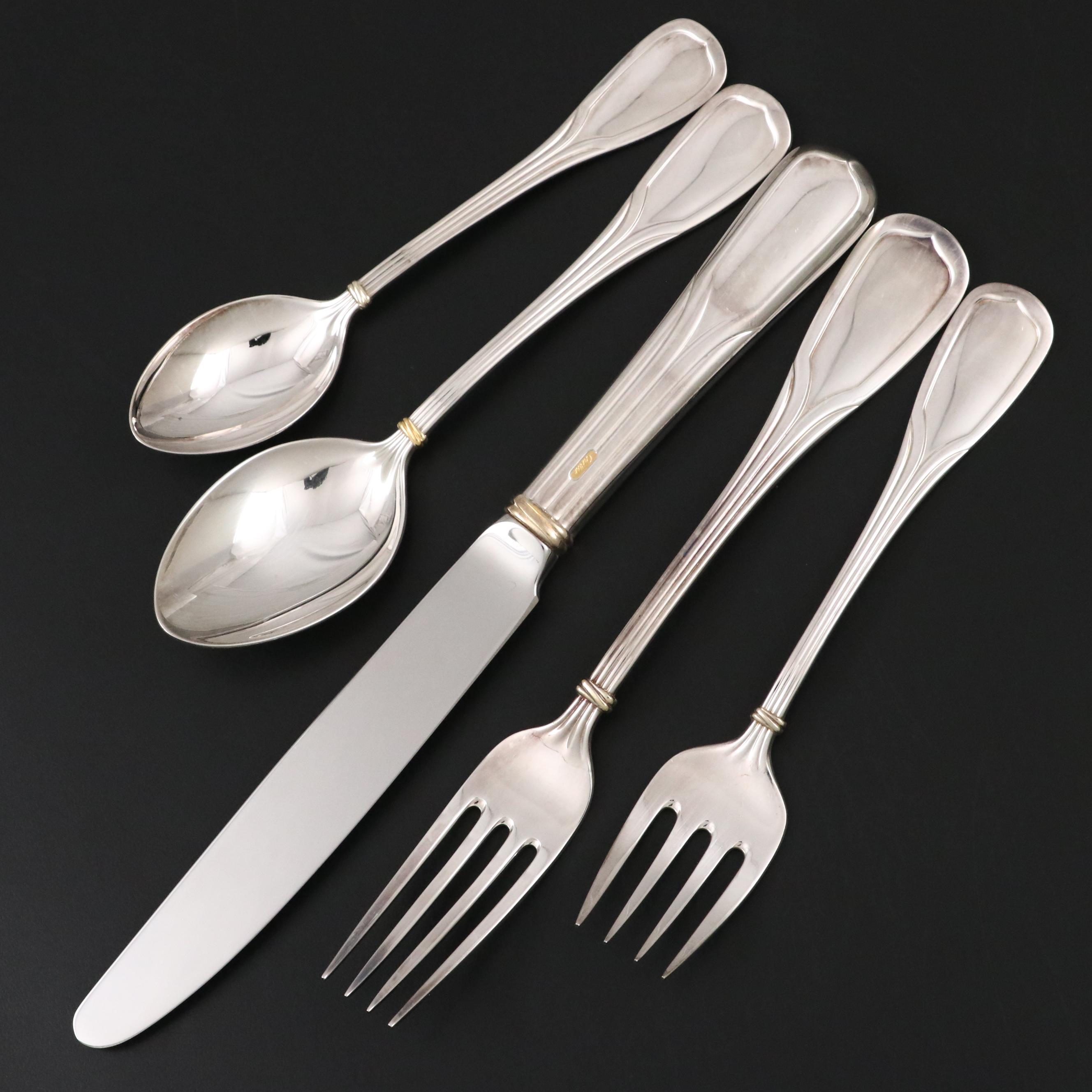 Cartier "Du Prince" Gilt Silver Plate Flatware with Presentation Boxes