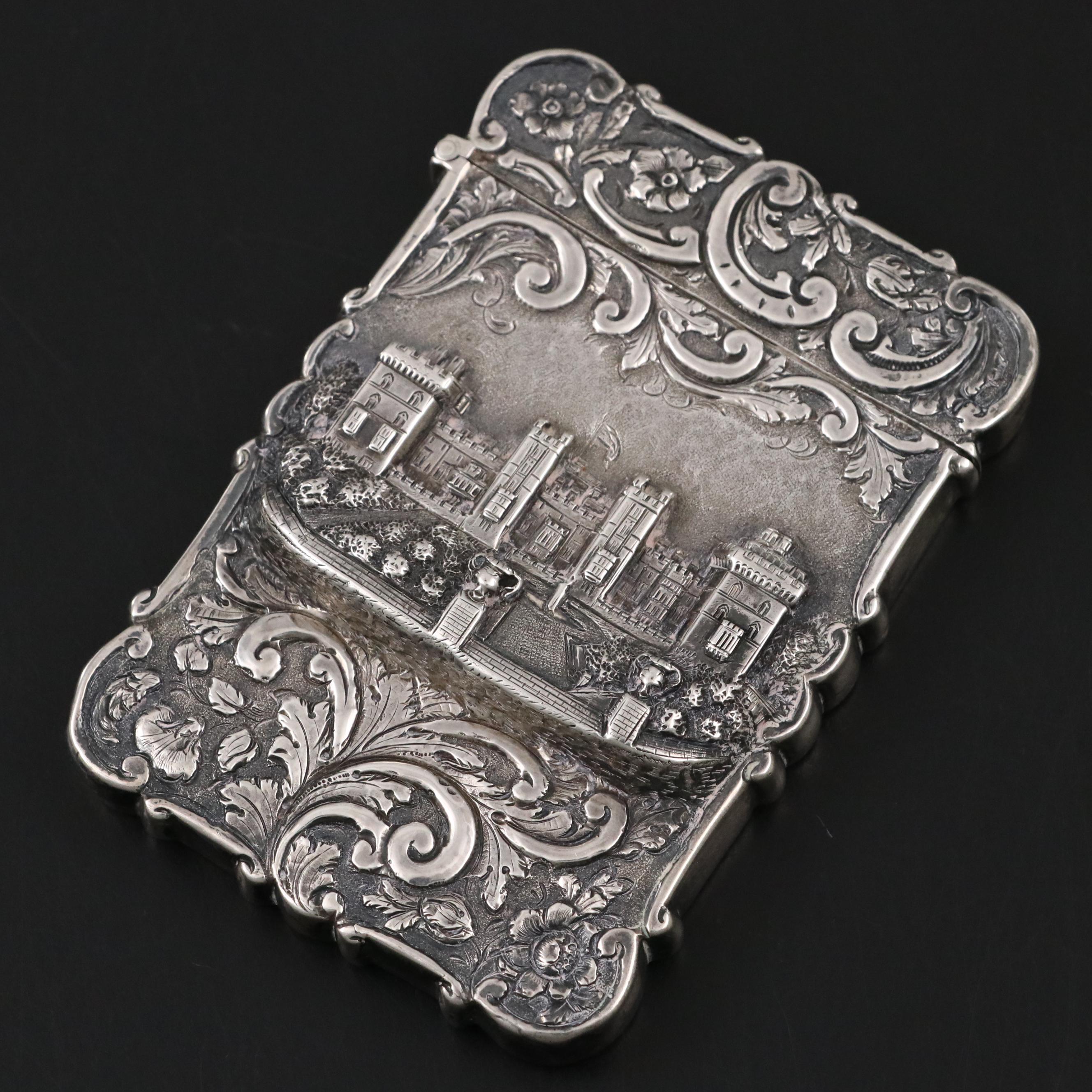 Nathaniel Mills Windsor Castle English Sterling Silver Card Case