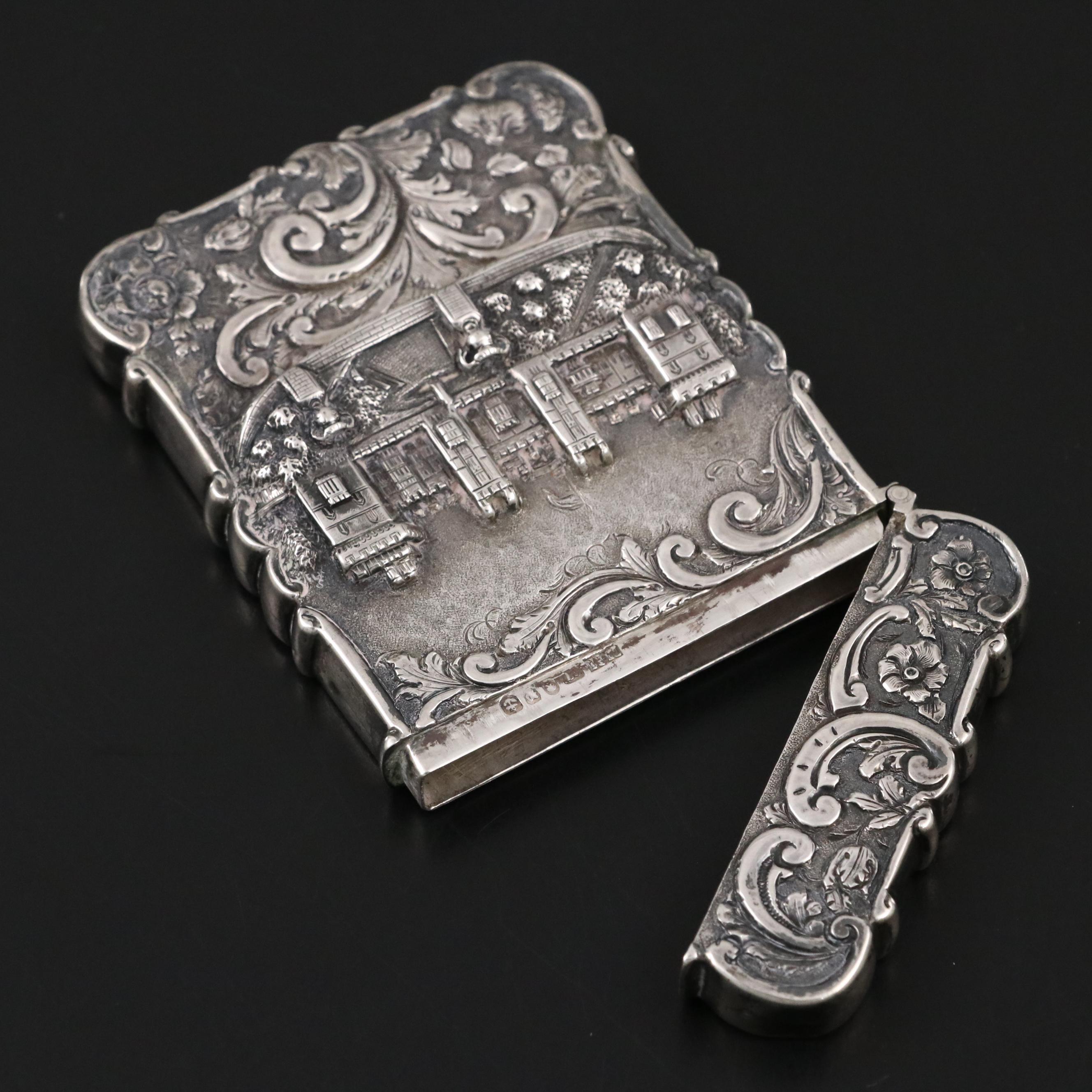Nathaniel Mills Windsor Castle English Sterling Silver Card Case